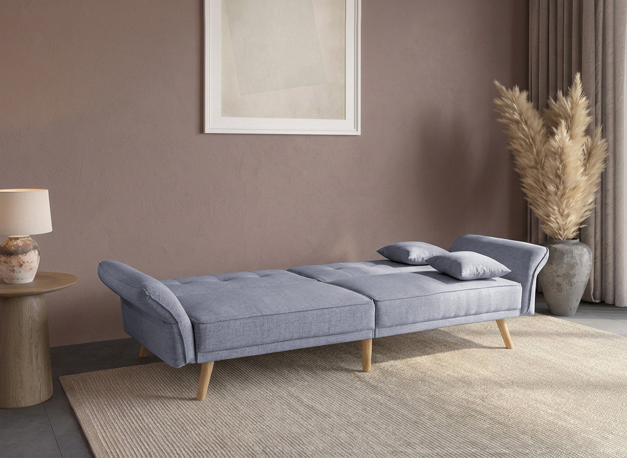 Sofá CHILI de 3 plazas con mecanismo clic-clac en tela gris