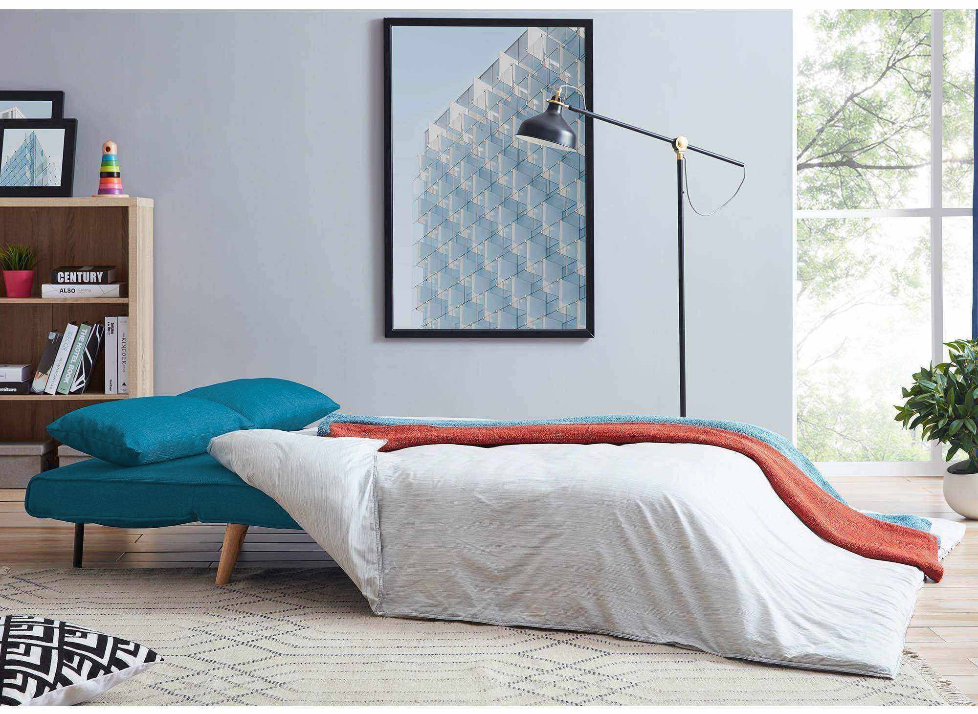 Sofá cama TONKA de 2 plazas en tela azul