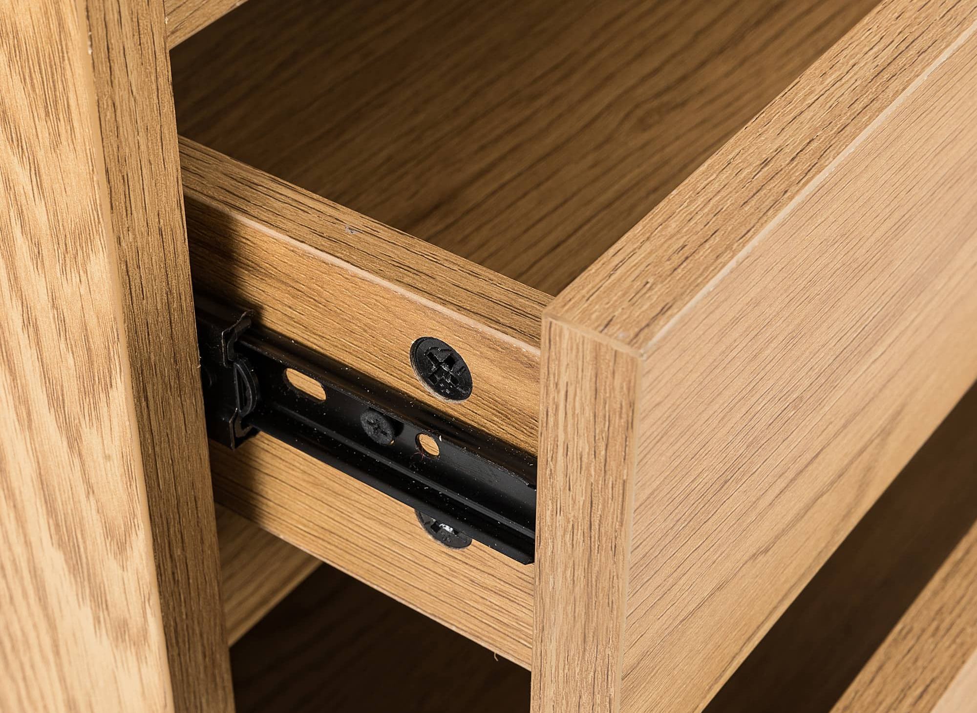 Cómoda SACHA de 5 cajones con tocador en madera color roble