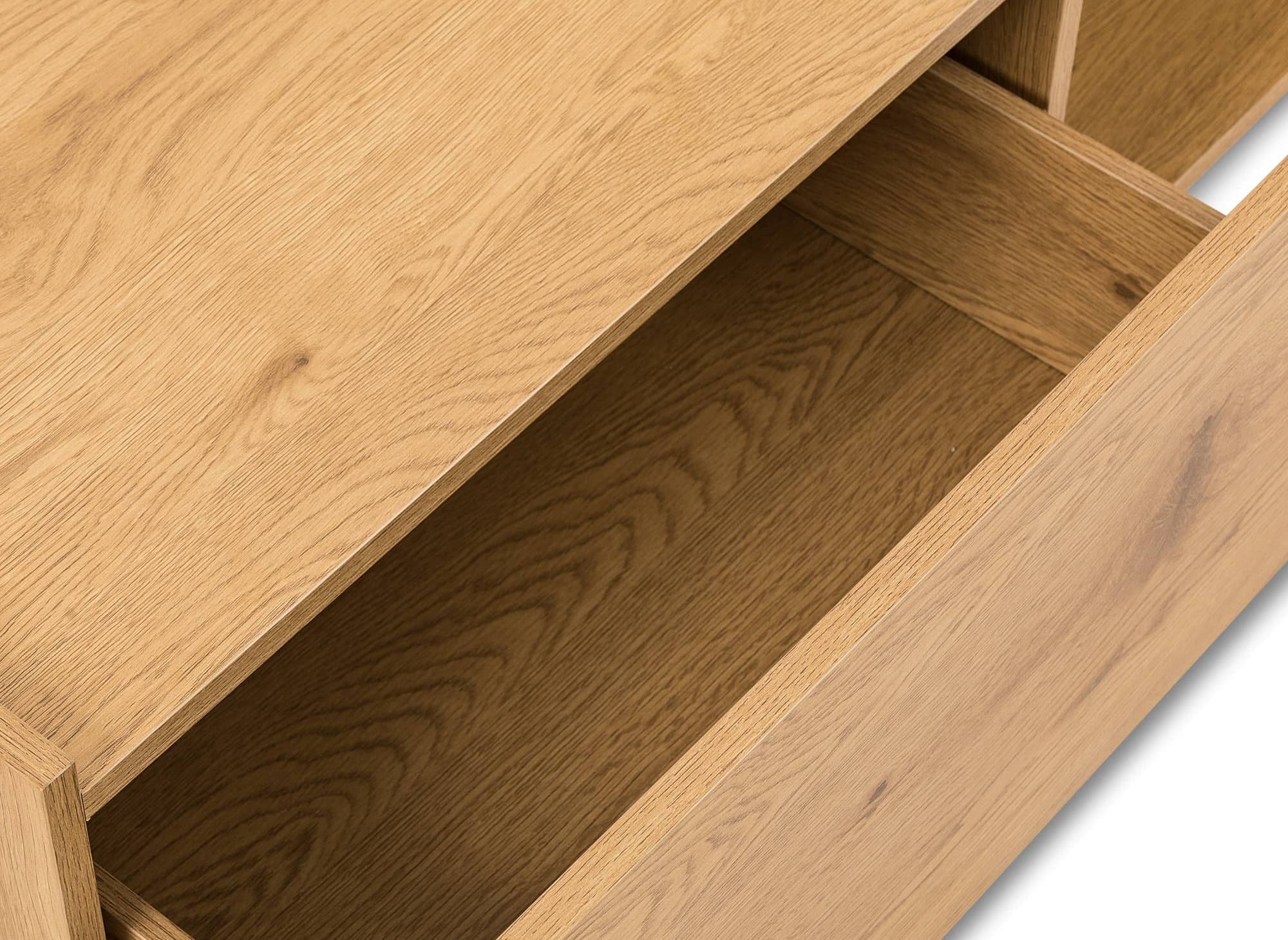 Mesa de centro SACHA con 2 cajones en madera color roble