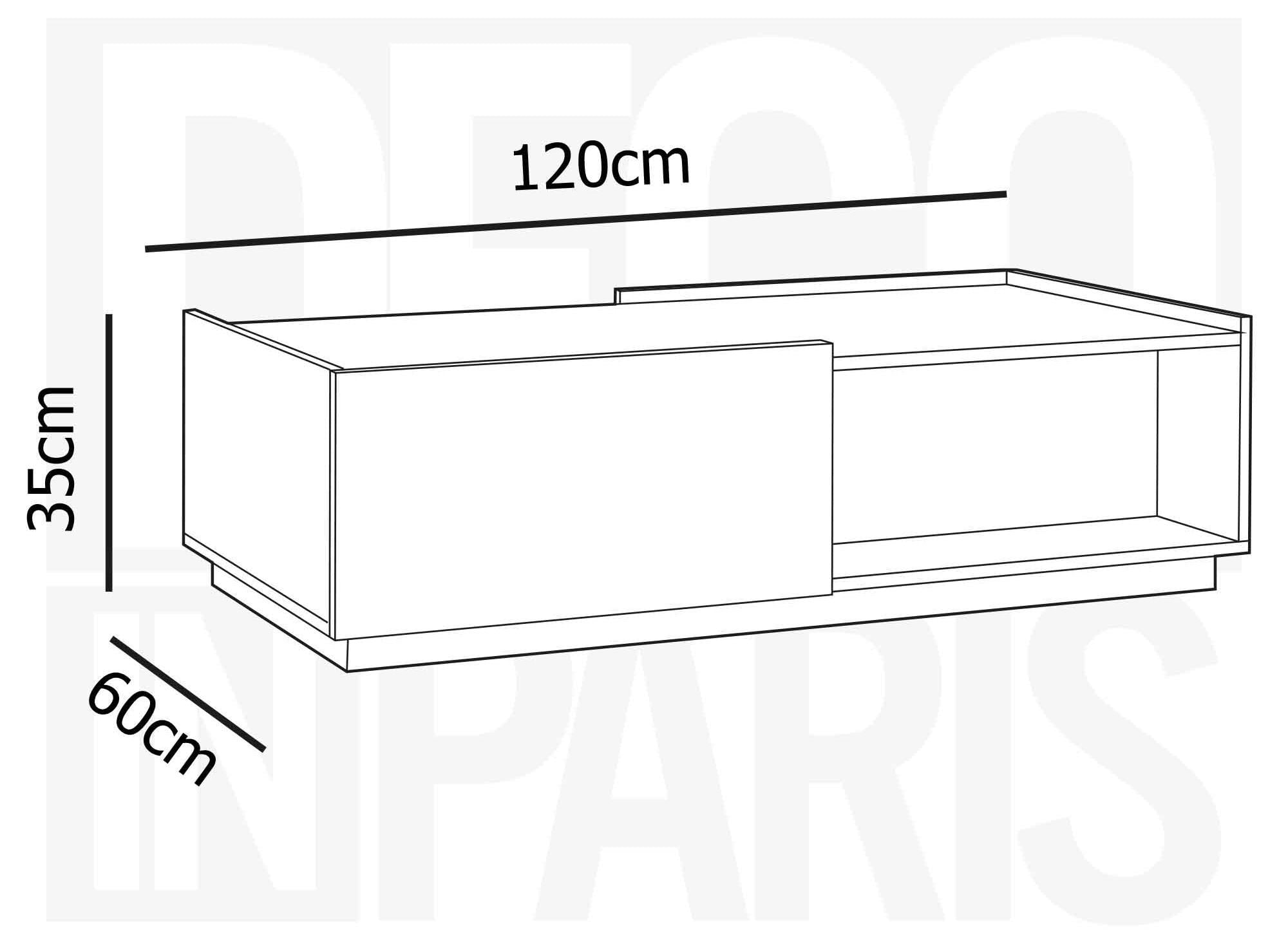 Mesa de centro SACHA con 2 cajones en madera color roble
