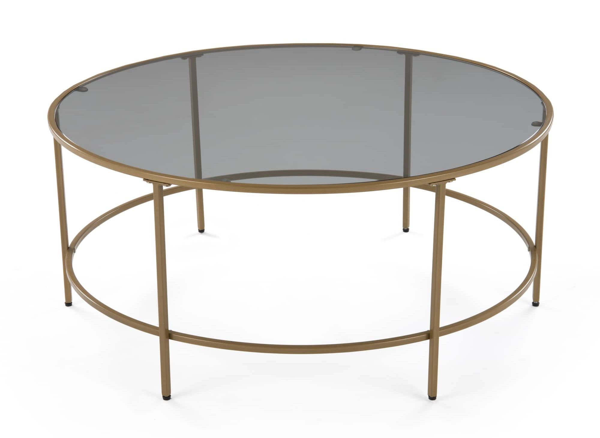 Mesa de centro THESSA de cristal negro y metal