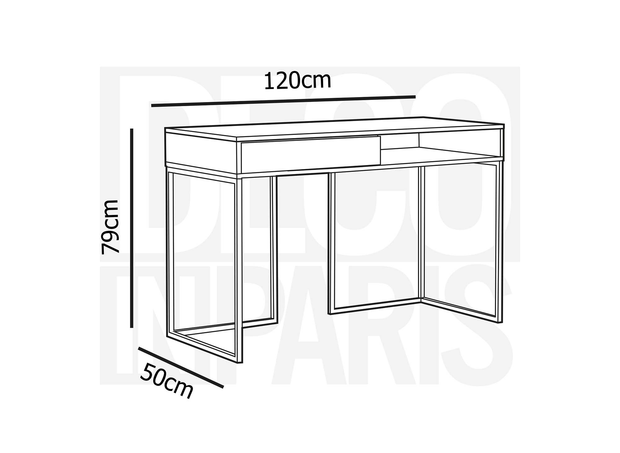 Escritorio industrial COLETTE con cajón y espacio de almacenamiento en madera y metal.