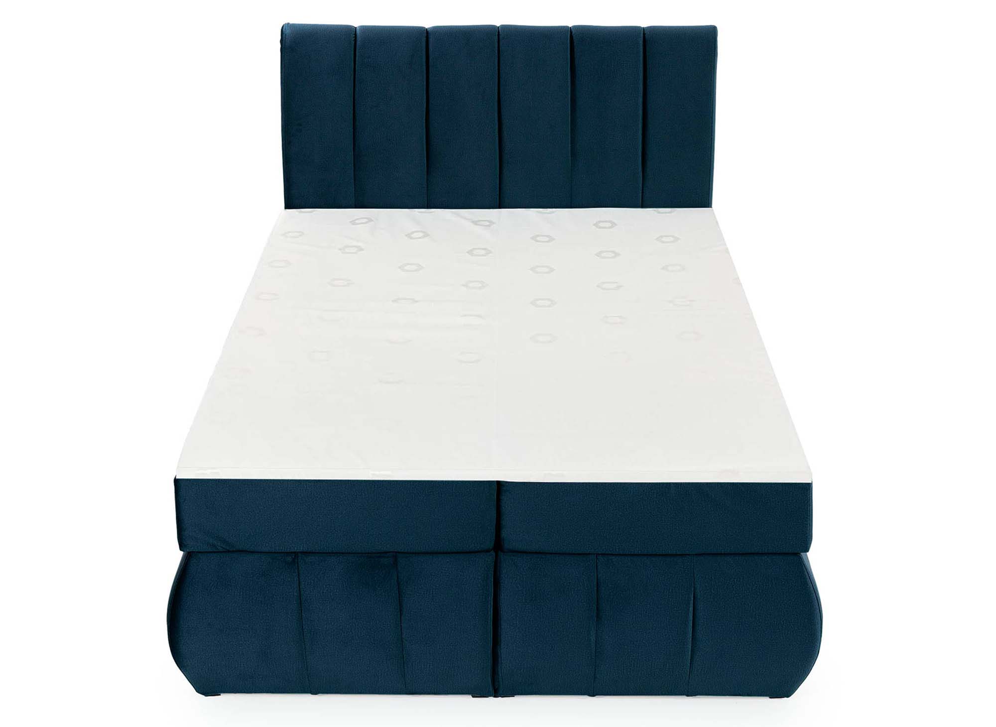Cama con somier de 140x200 con compartimento de almacenaje en terciopelo azul oscuro - VALERIA