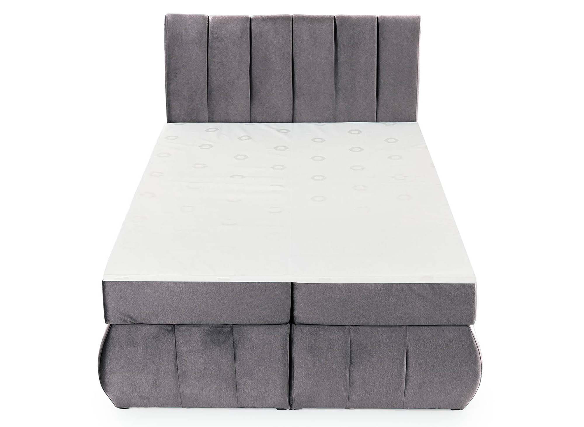 Cama con somier de 140x200 con compartimento de almacenaje en terciopelo gris - VALERIA