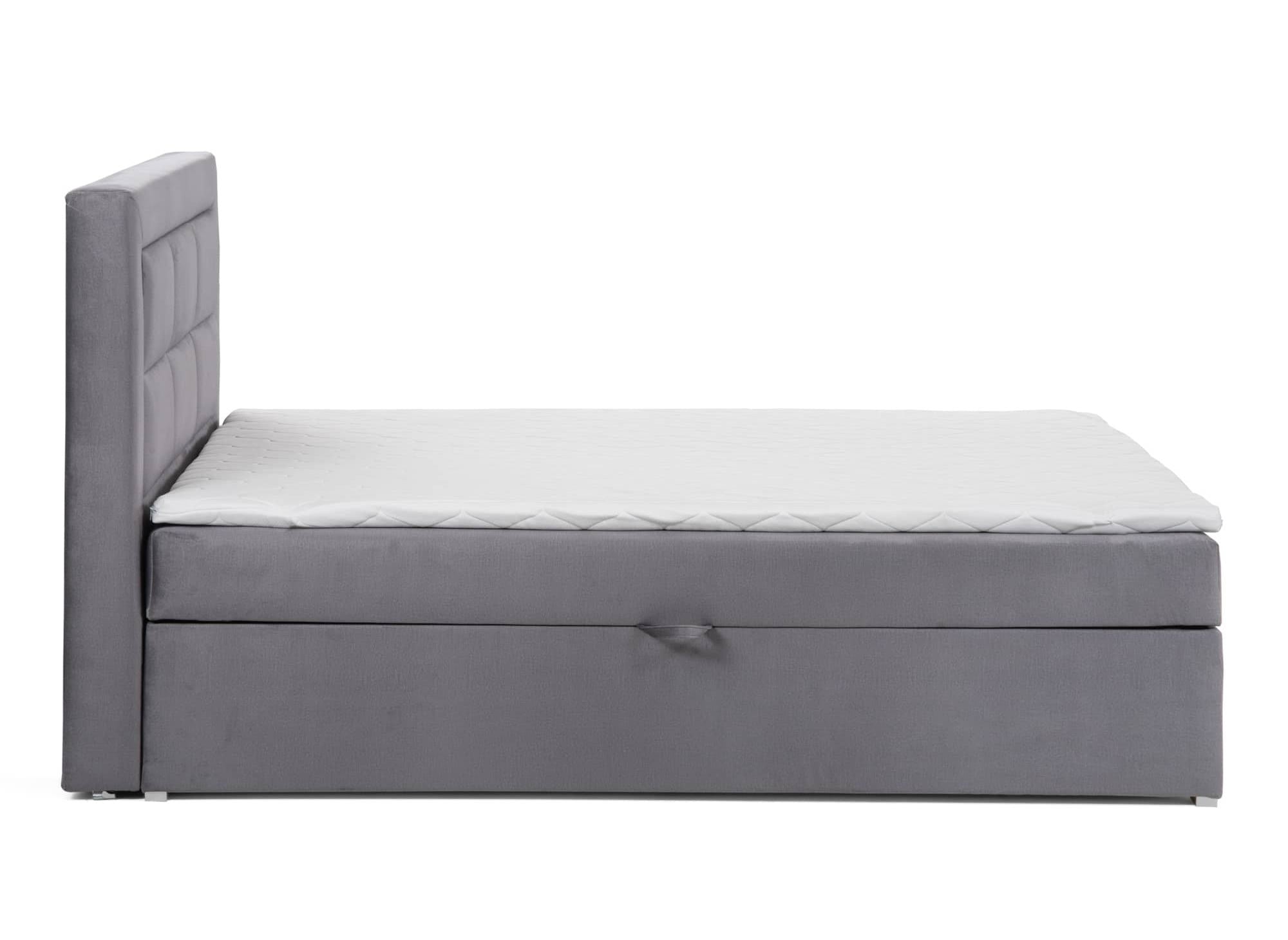 Cama con somier DAKOTA de 160x200 con compartimento de almacenamiento en terciopelo gris