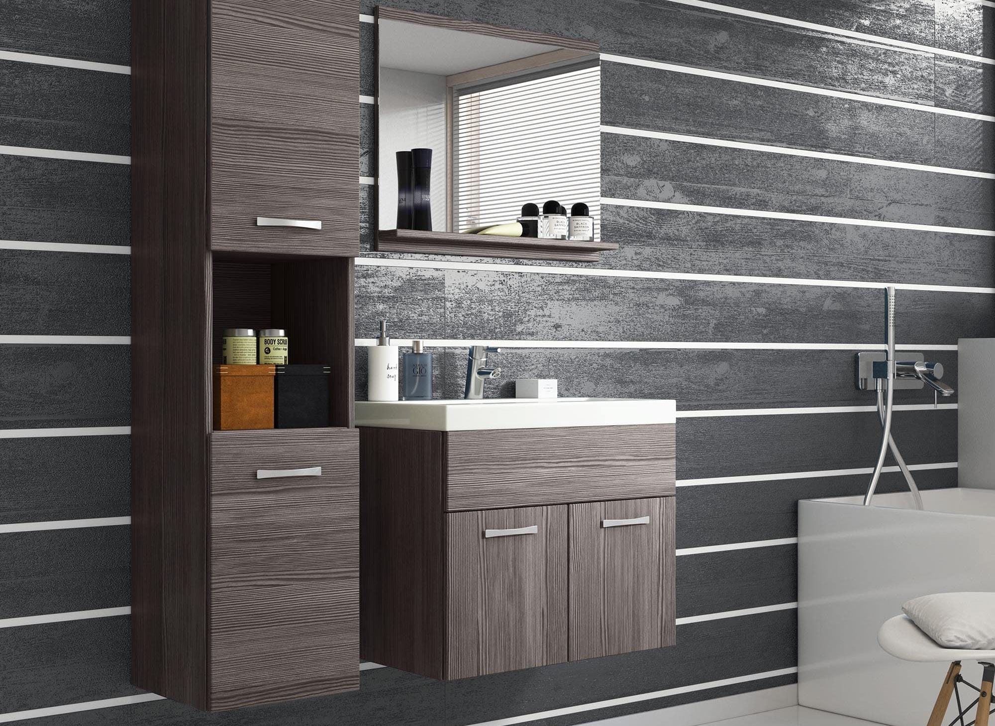 Conjunto de muebles de baño de diseño para montaje en pared HARMONY - Wengué