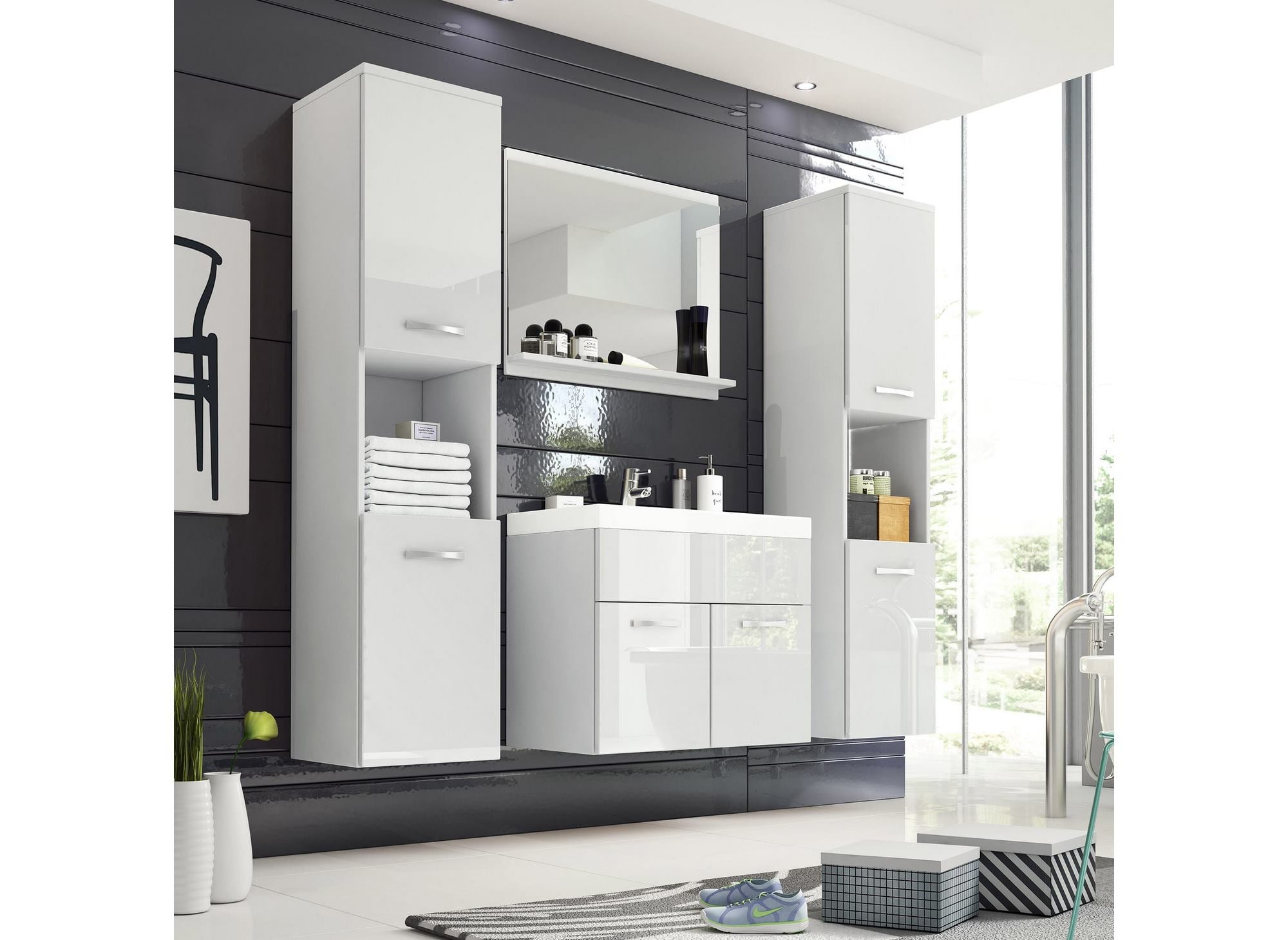 Conjunto de muebles de baño de diseño para montaje en pared HARMONY XL - Lacado blanco