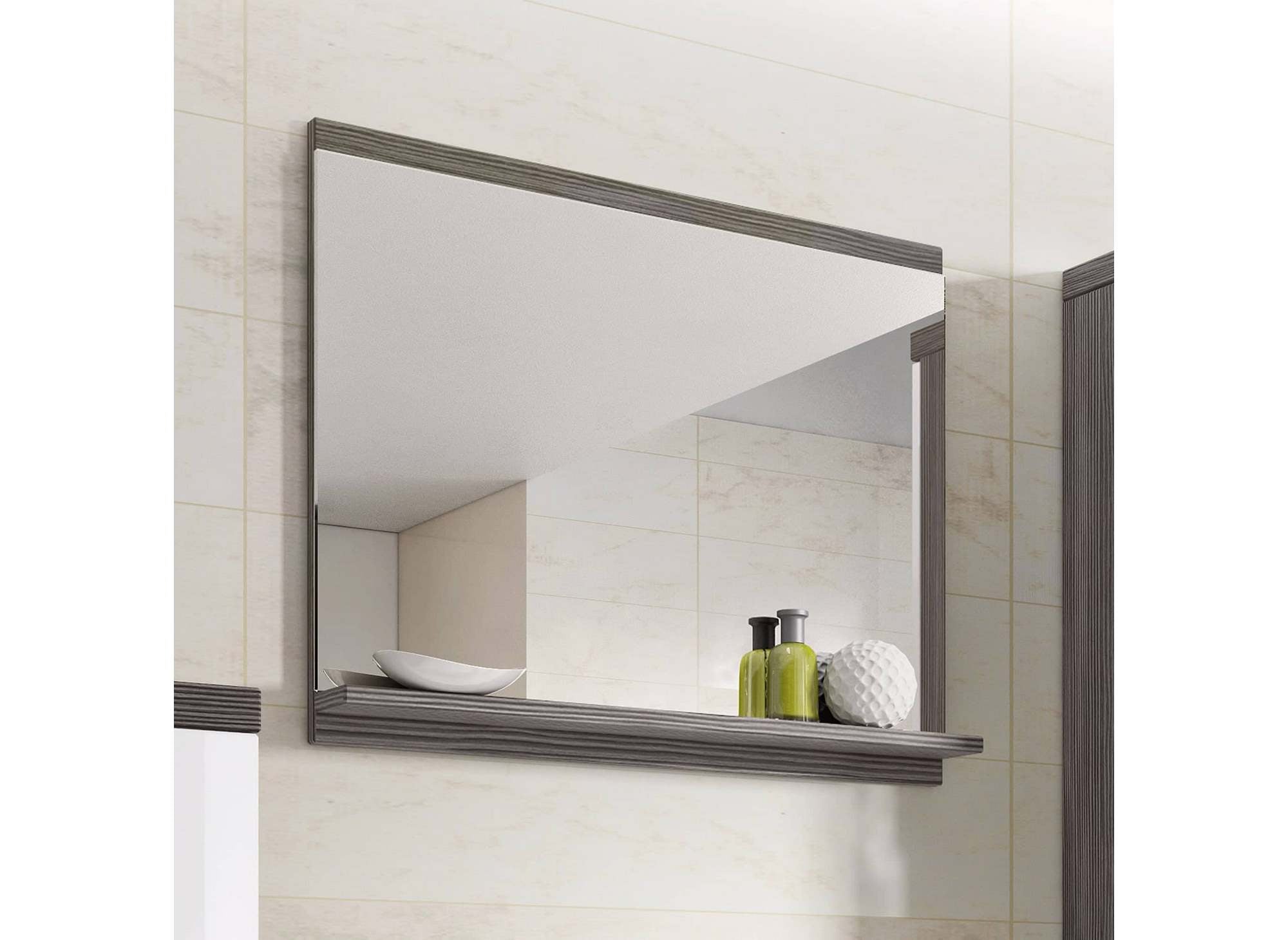 Conjunto de muebles de baño suspendidos - Gris oscuro y blanco SHELBY