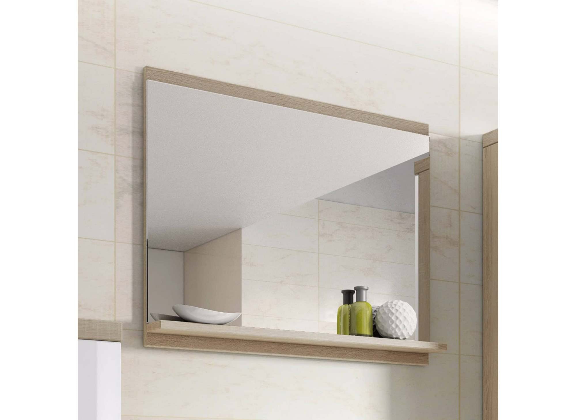 Conjunto de muebles de baño suspendidos - Madera y blanco SHELBY