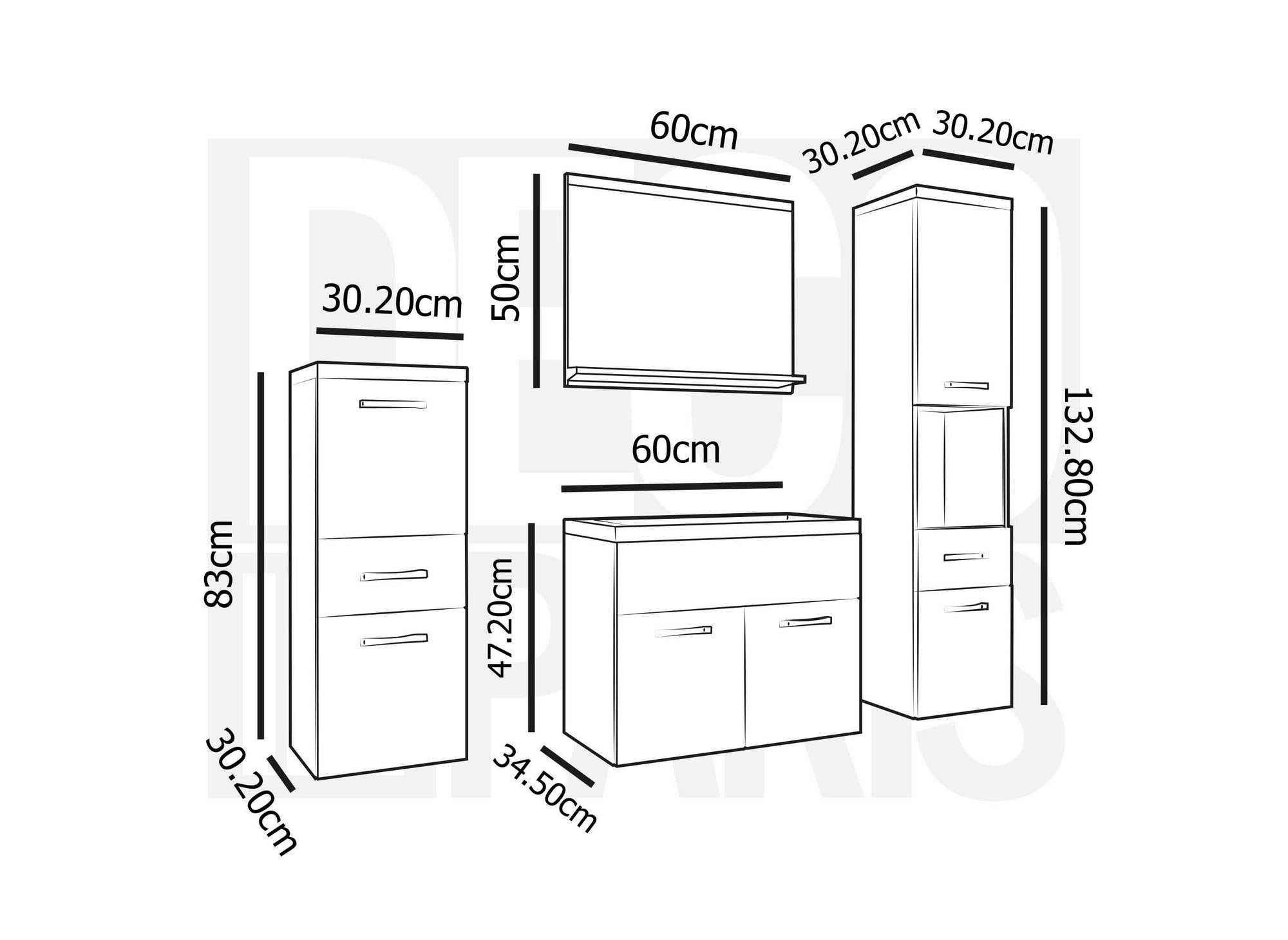 Conjunto de muebles de baño suspendidos - Madera y blanco SHELBY