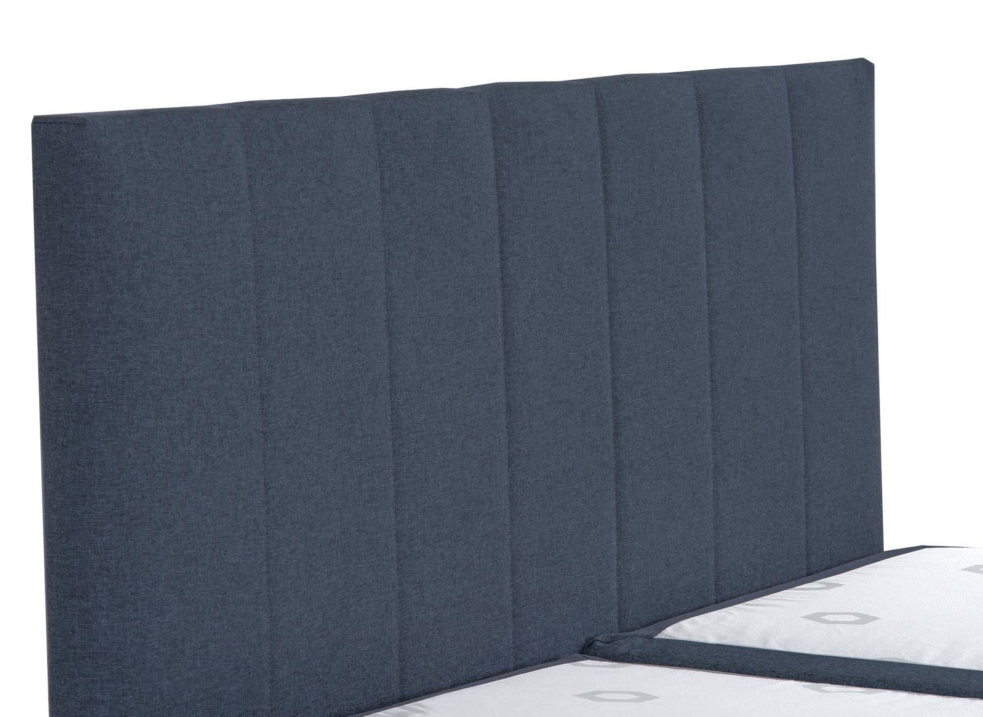 Cama con somier de 140x200 con compartimento de almacenaje en tela azul - AKADIA