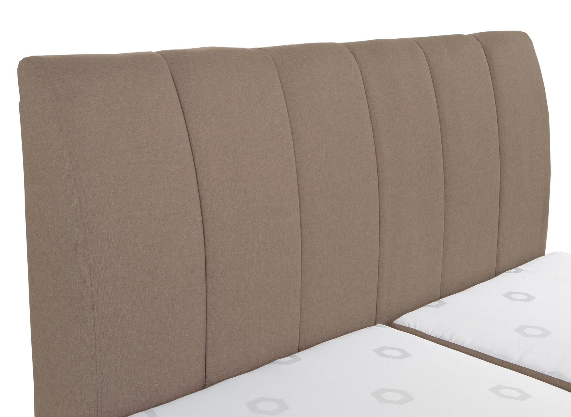 Cama con somier de 160x200 con compartimento de almacenaje en tela color beige moca - VALERIA