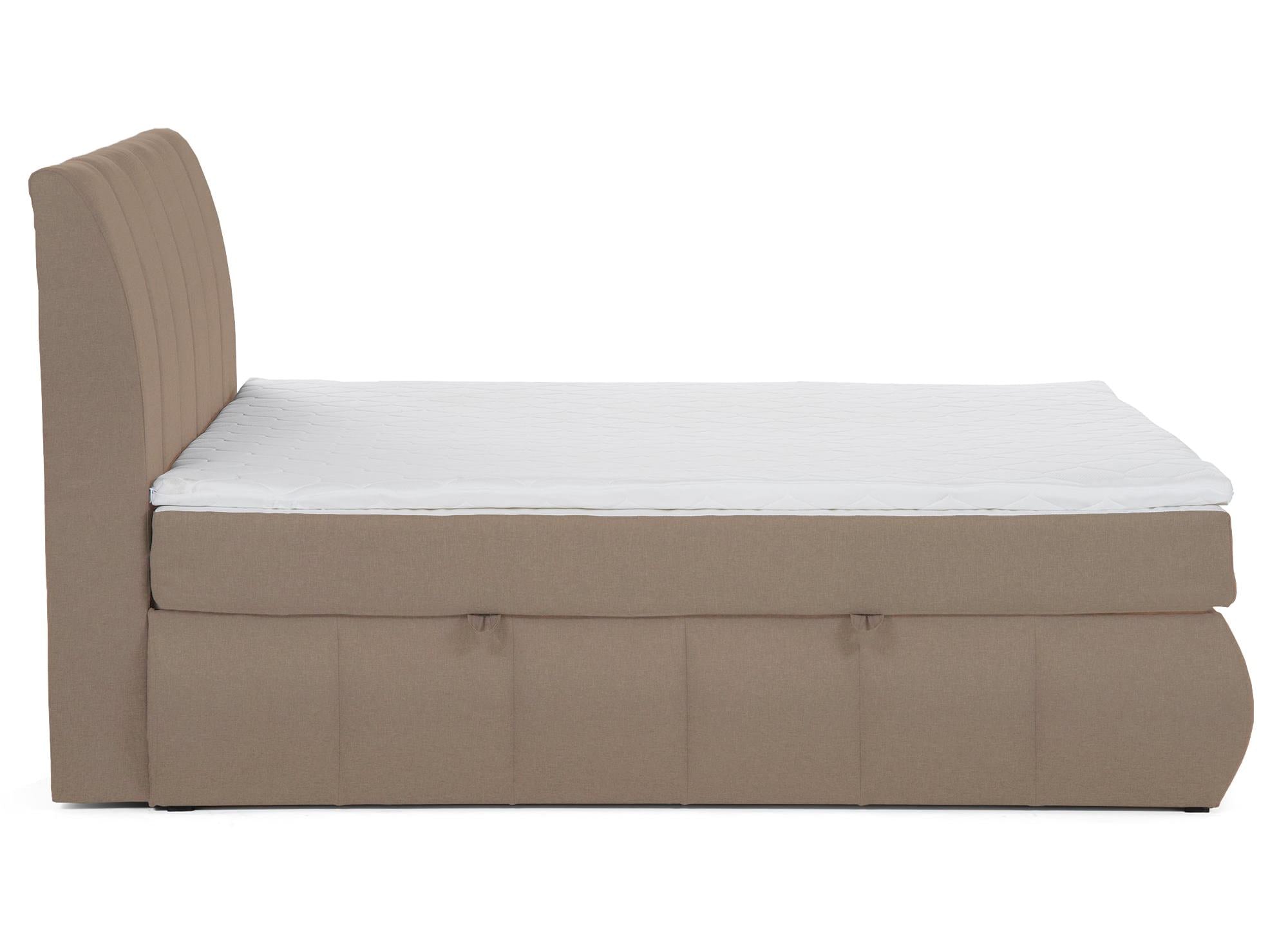 Cama con somier de 160x200 con compartimento de almacenaje en tela color beige moca - VALERIA