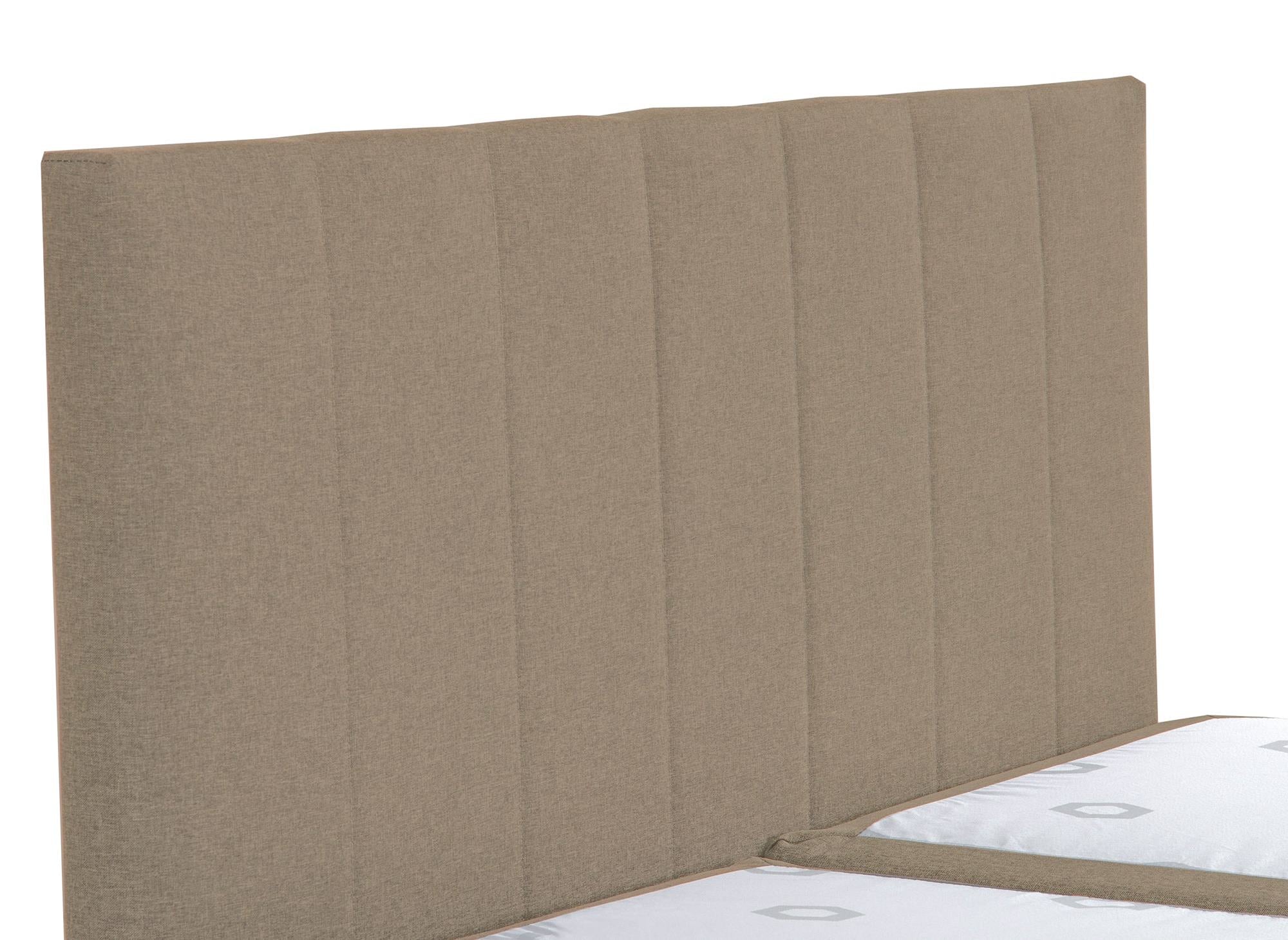 Cama con somier de 140x200 con compartimento de almacenaje en tela color beige moca - AKADIA