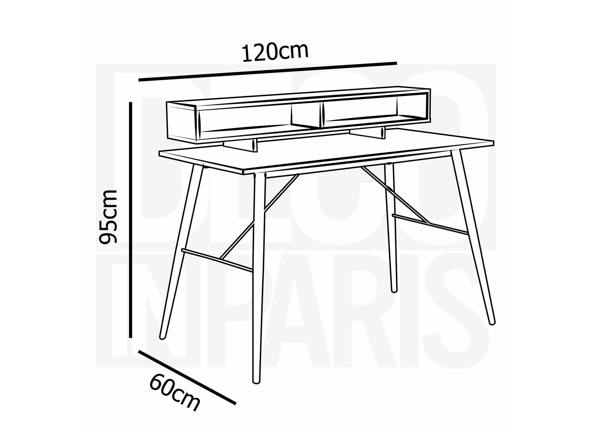 Escritorio MARLINE de estilo industrial con nichos de madera y metal negro