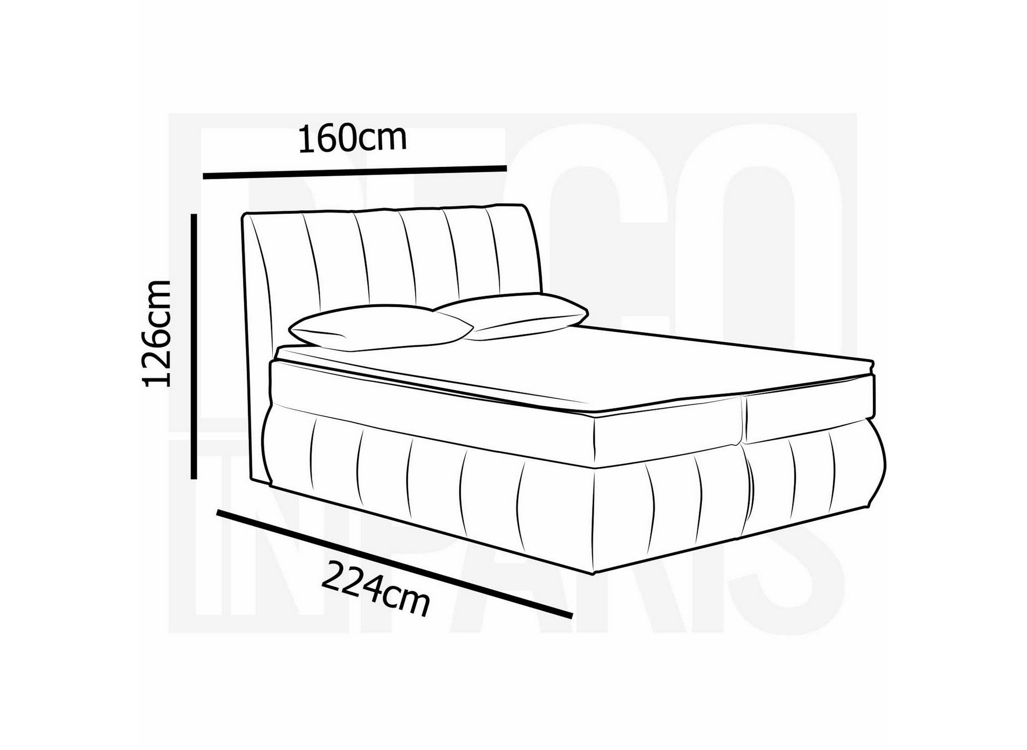 Cama con somier VALERIA de 160x200 con compartimento de almacenaje en terciopelo beige