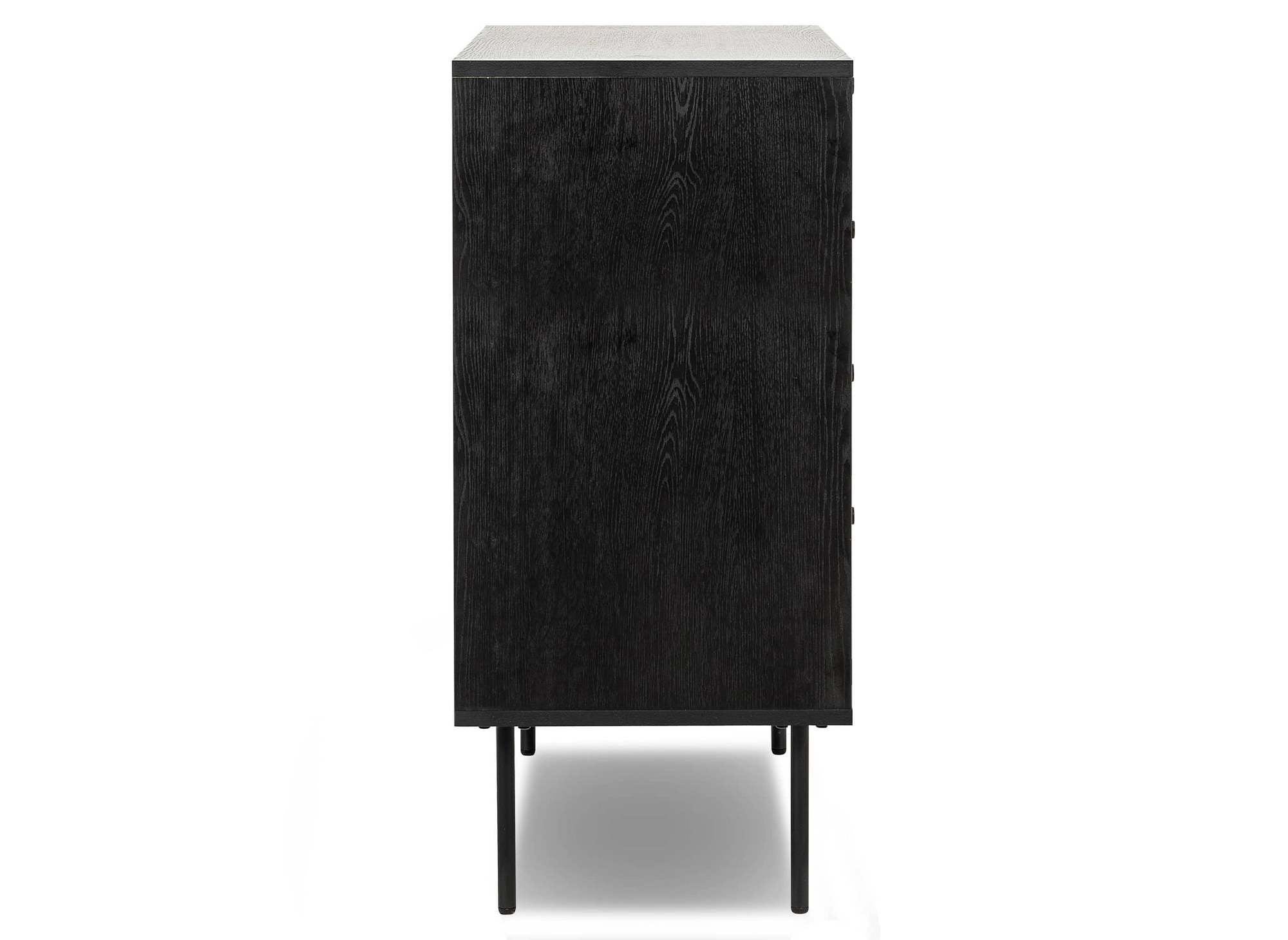 Cómoda baja DARYL de 4 cajones en madera y metal negro