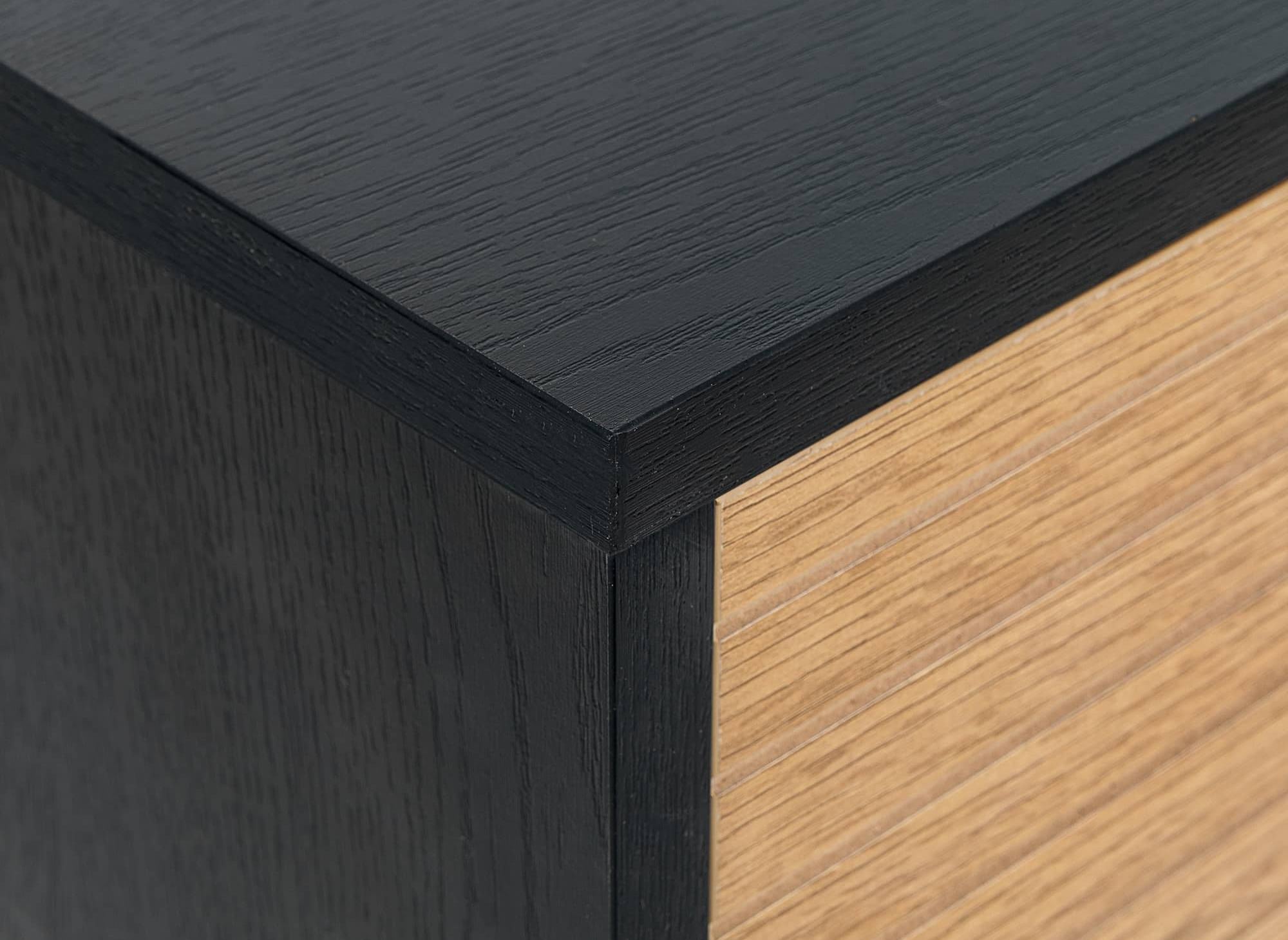 Cómoda baja DARYL de 4 cajones en madera y metal negro