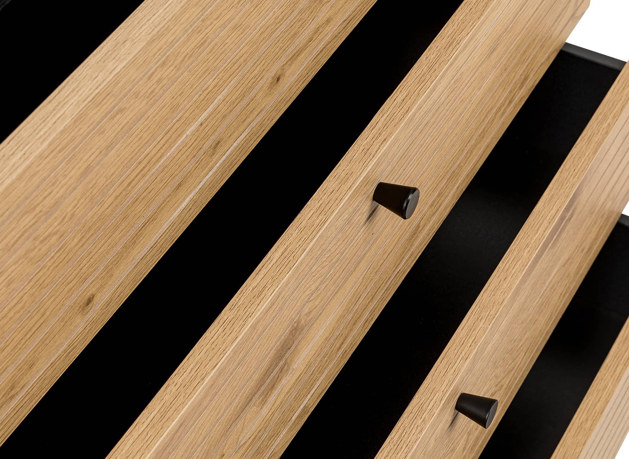 Cómoda baja DARYL de 4 cajones en madera y metal negro