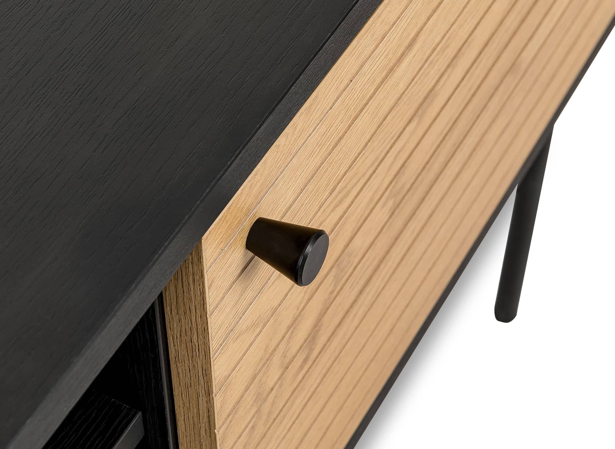 Mueble de TV con 2 cajones y 1 puerta en madera y metal negro DARYL