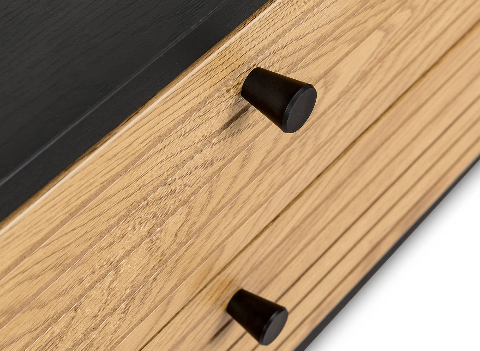 Mueble de TV con 2 cajones y 1 puerta en madera y metal negro DARYL