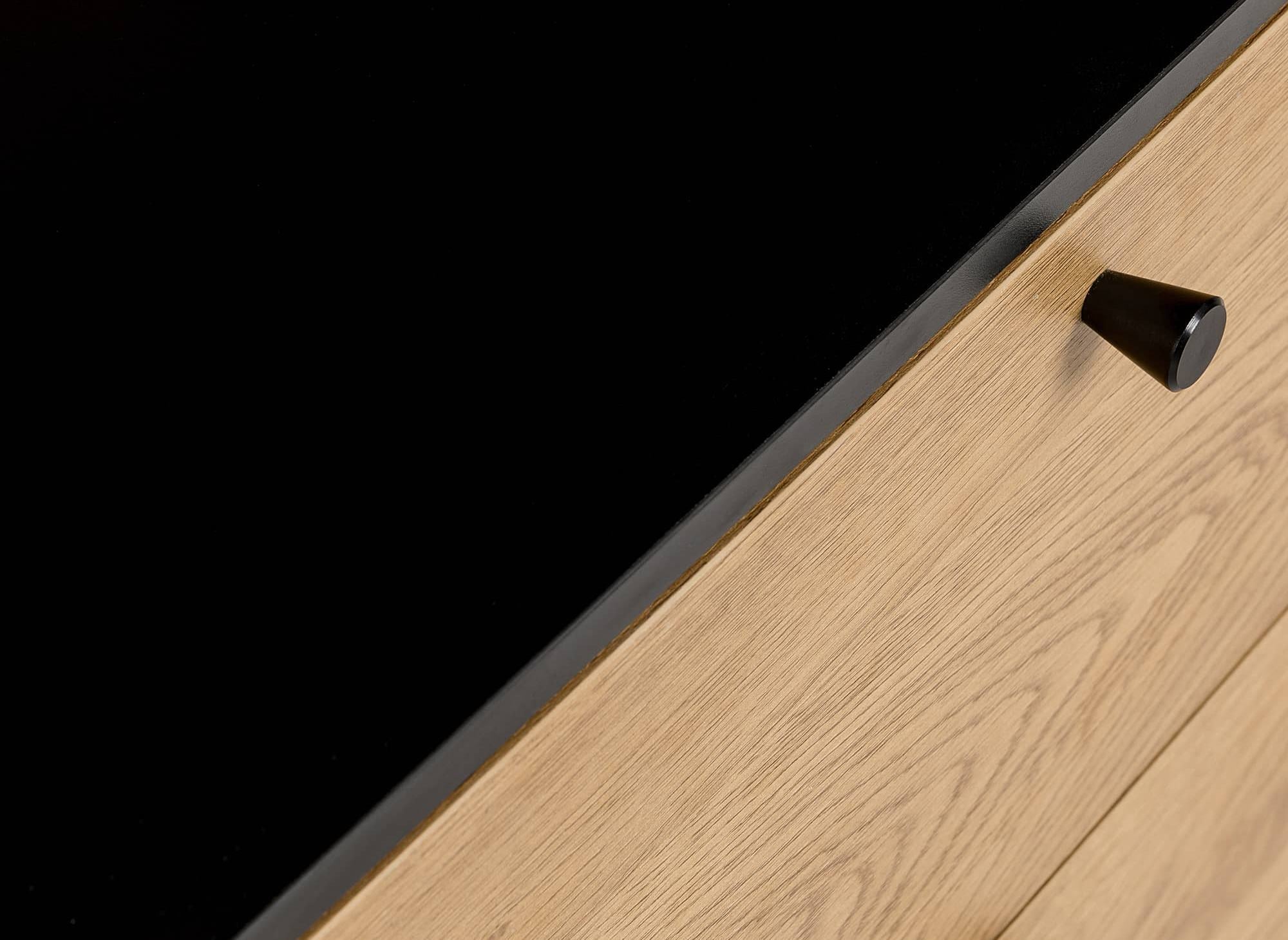 Cómoda SOHANE de 2 cajones en madera clara y metal negro