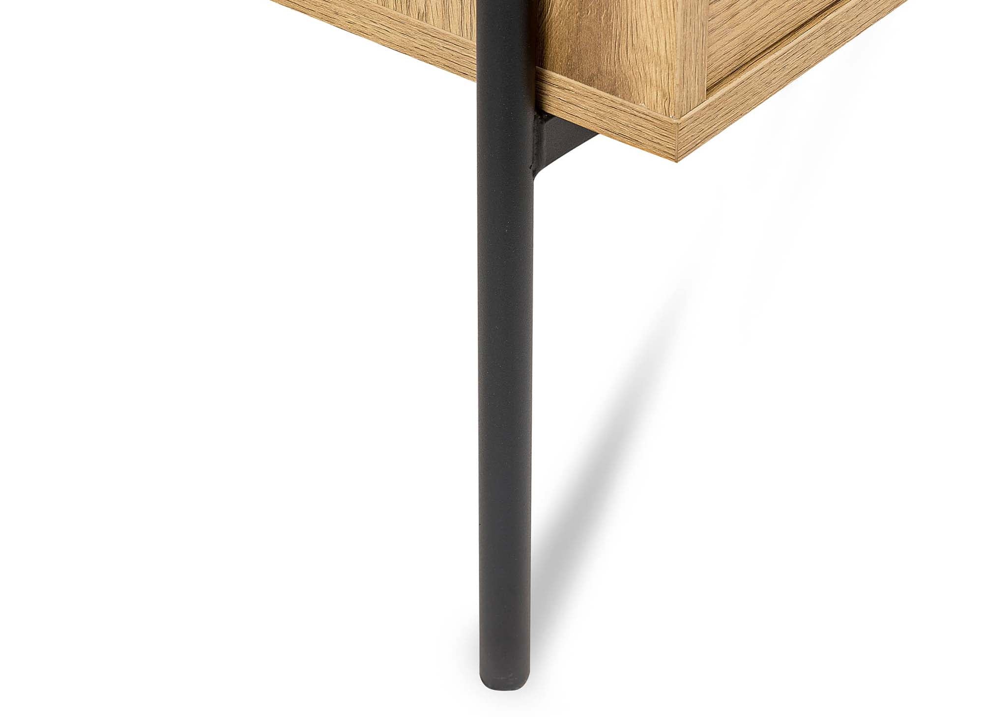 Cómoda SOHANE de 2 cajones en madera clara y metal negro