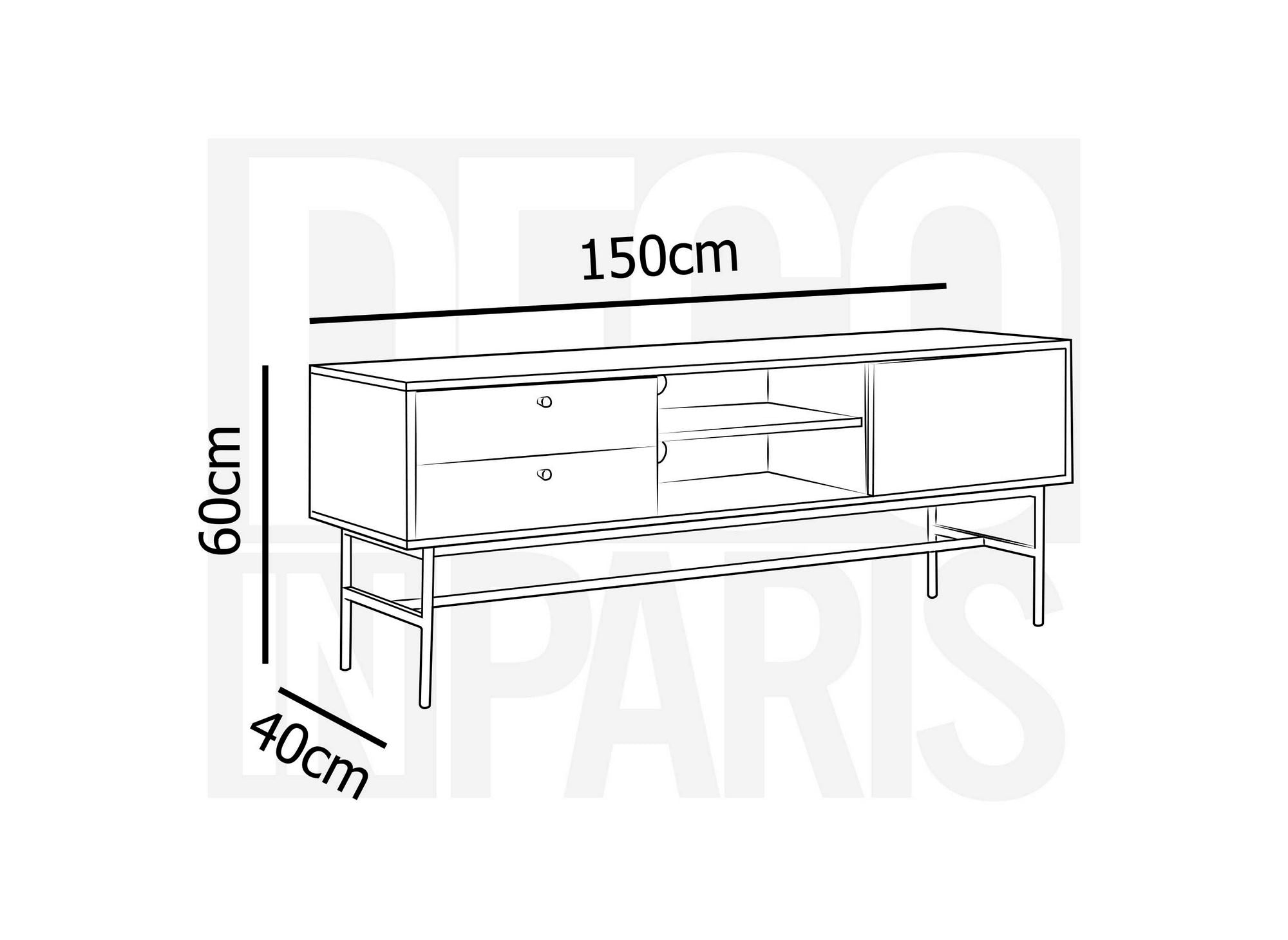Mueble de TV con 2 cajones y 1 puerta en madera y metal negro DARYL