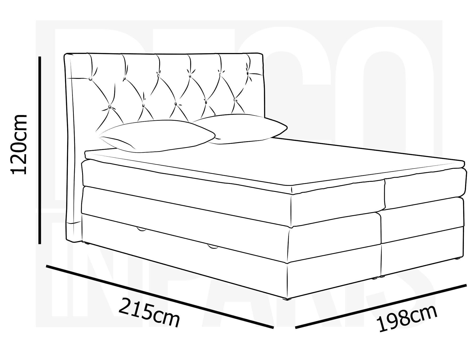 Cama con somier MIRANDA de 180x200 con compartimento de almacenaje en tela beige