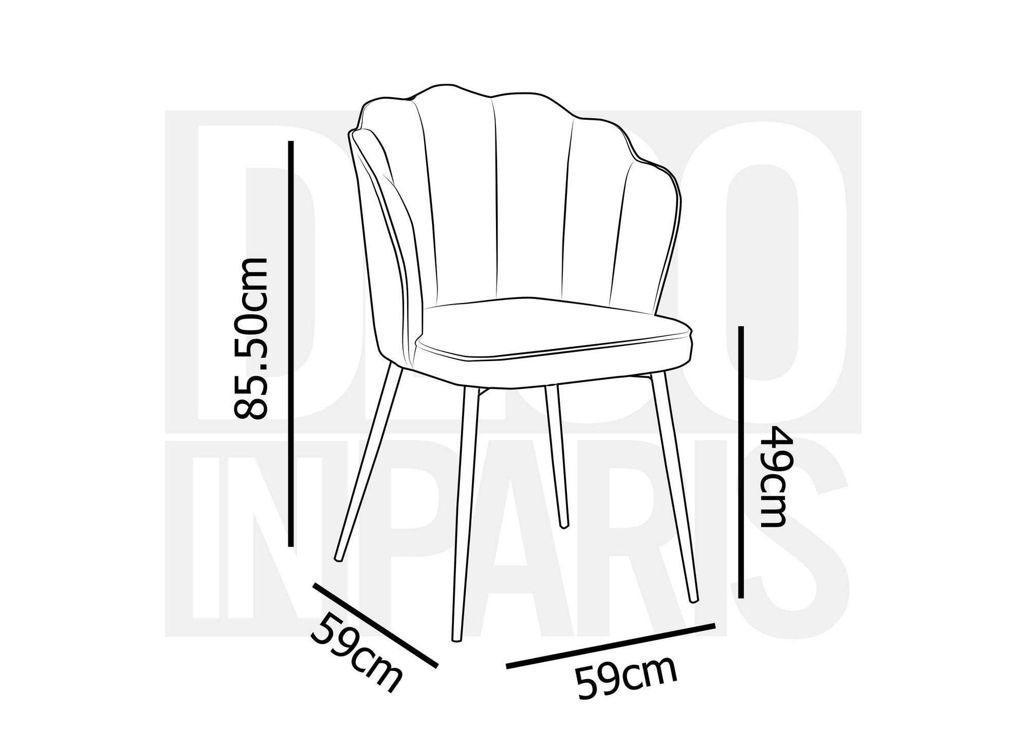 Juego de 2 sillas de diseño GARANCE en terciopelo beige