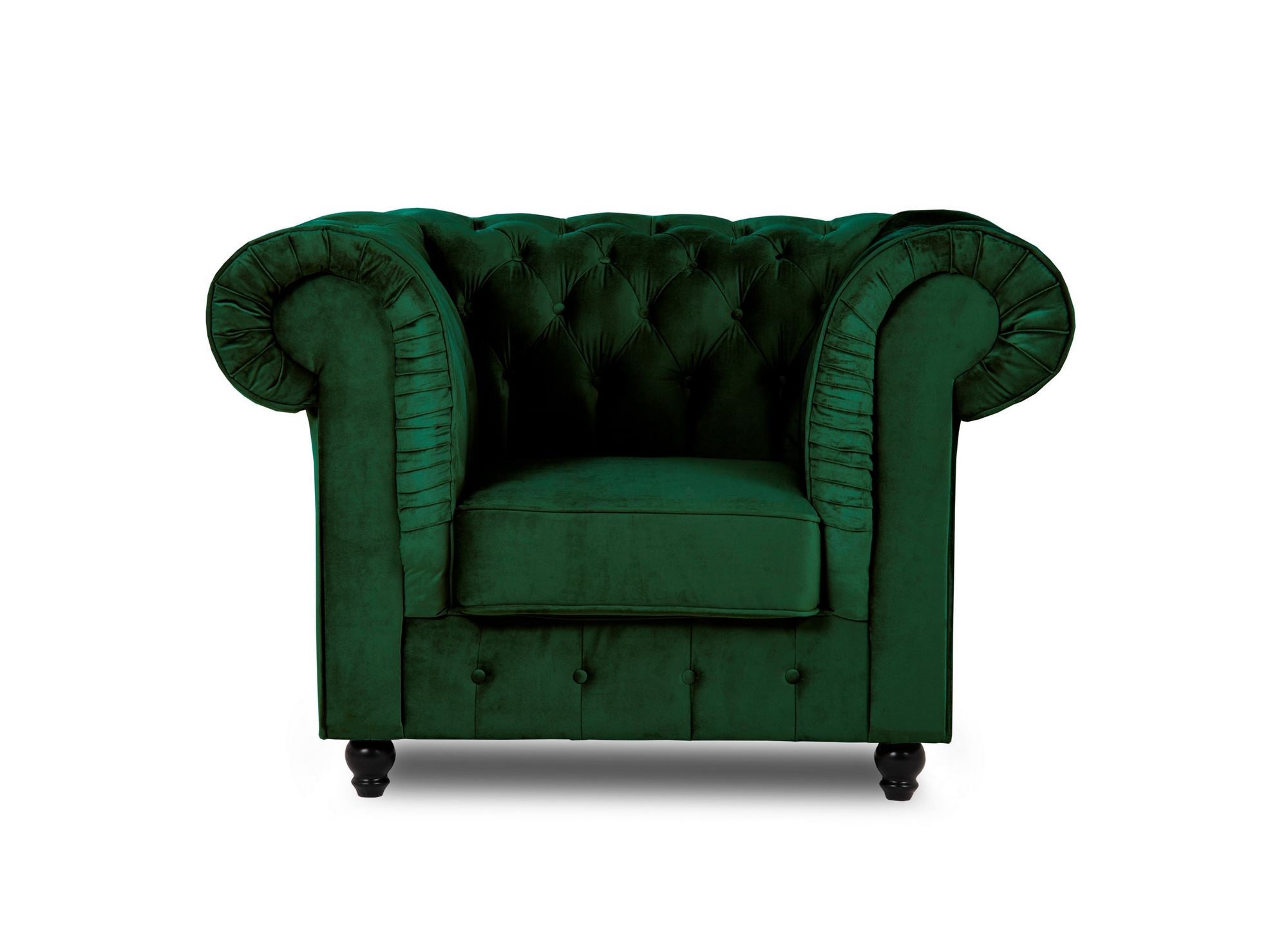 Sillón Chesterfield en terciopelo verde - WILSTON