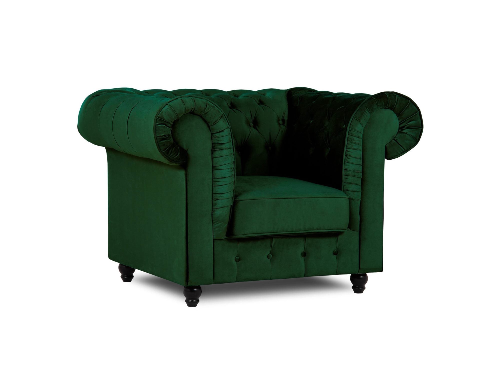 Sillón Chesterfield en terciopelo verde - WILSTON