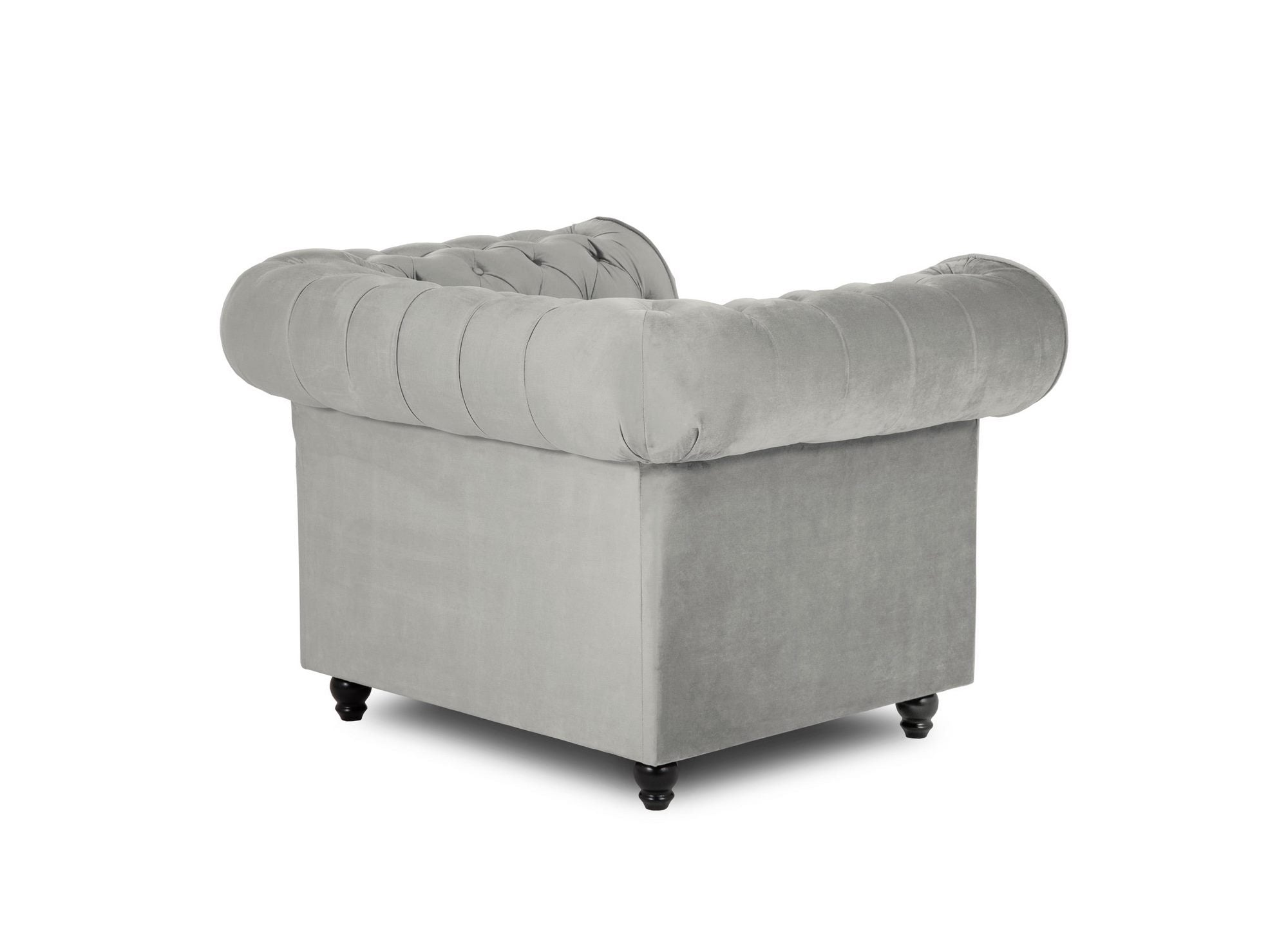 Sillón Chesterfield en terciopelo gris - WILSTON