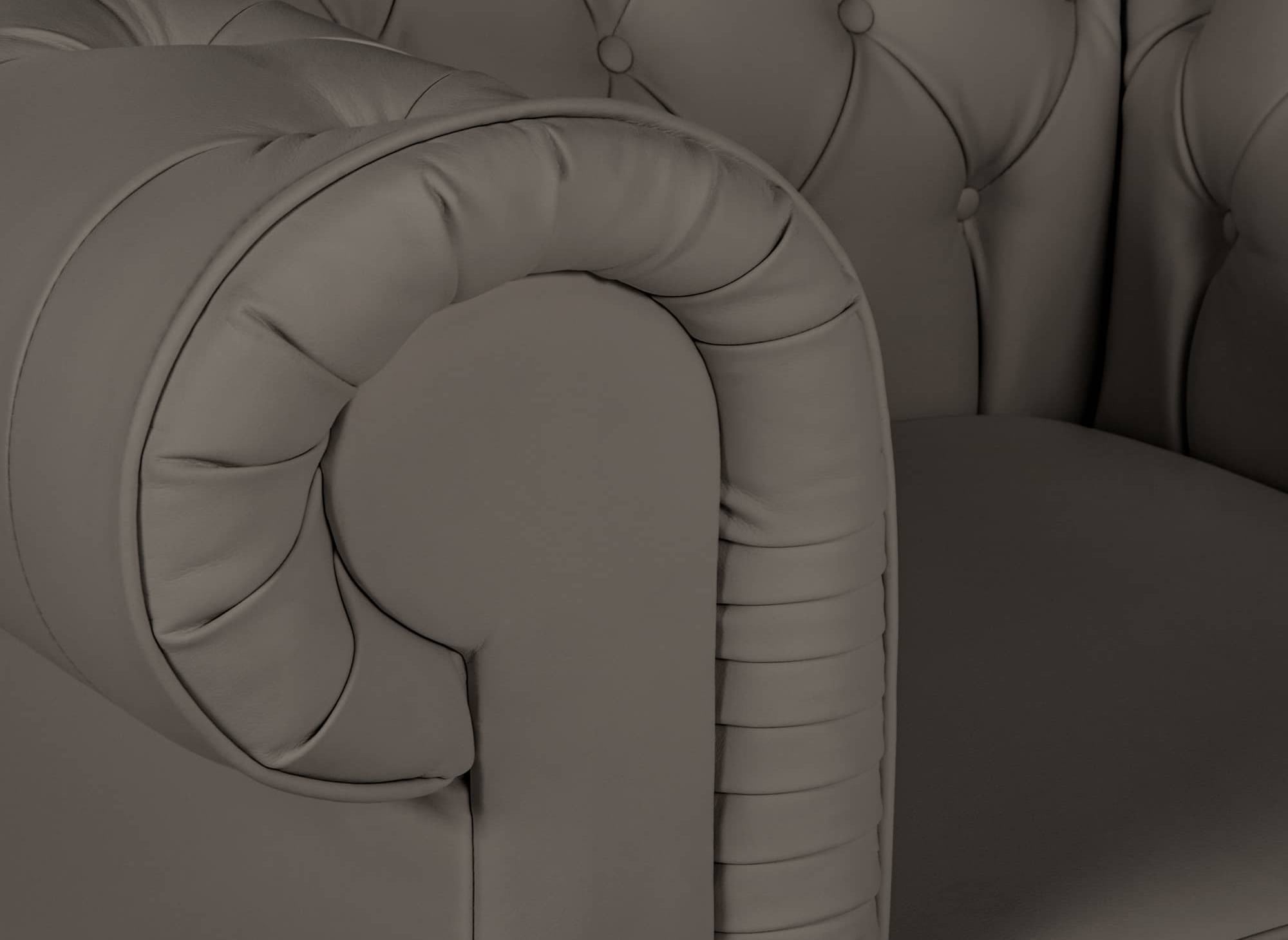 Sillón Chesterfield en piel sintética color topo - WILSTON