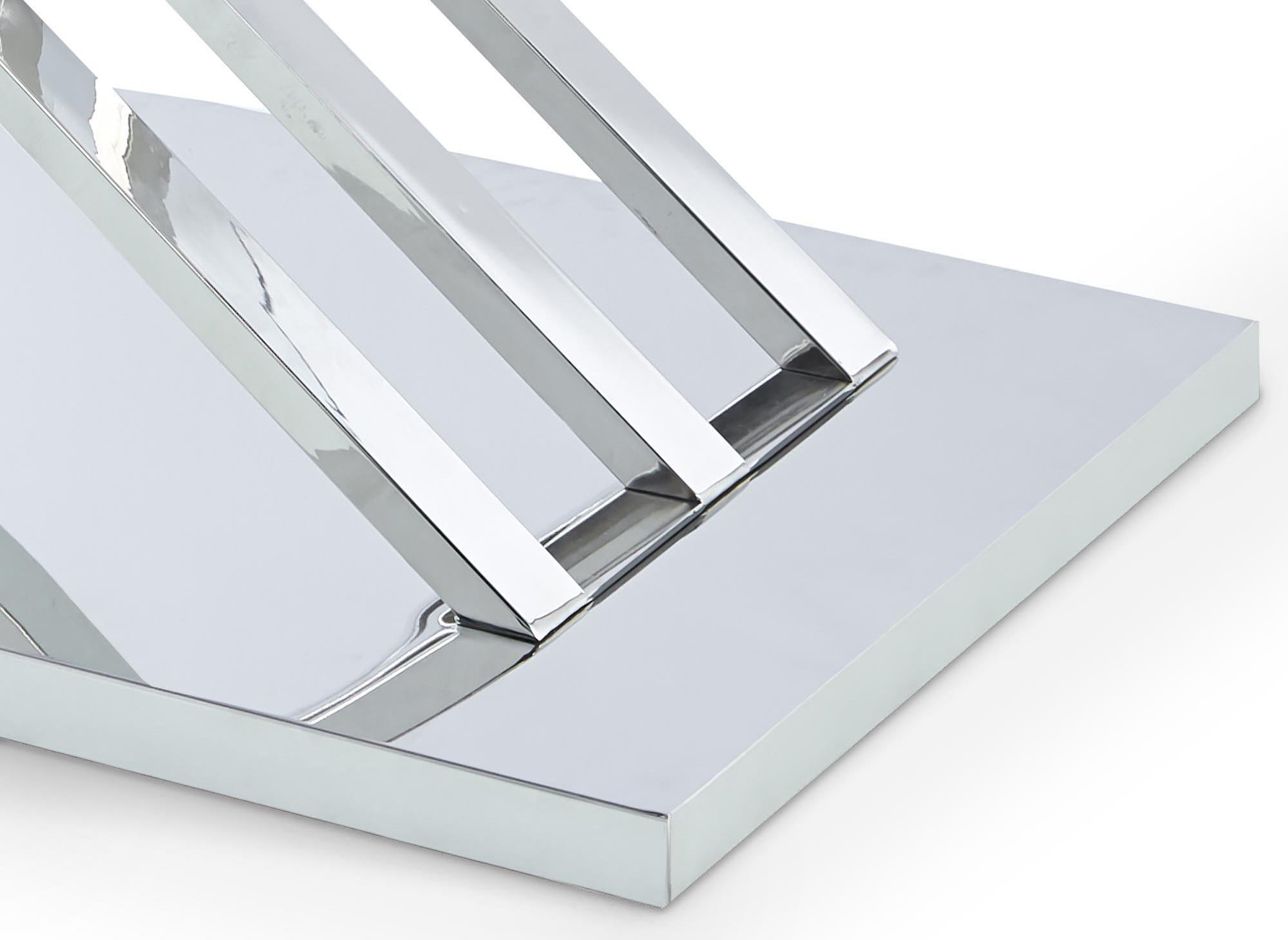 Mesa de centro rectangular de diseño NELLA con patas geométricas plateadas