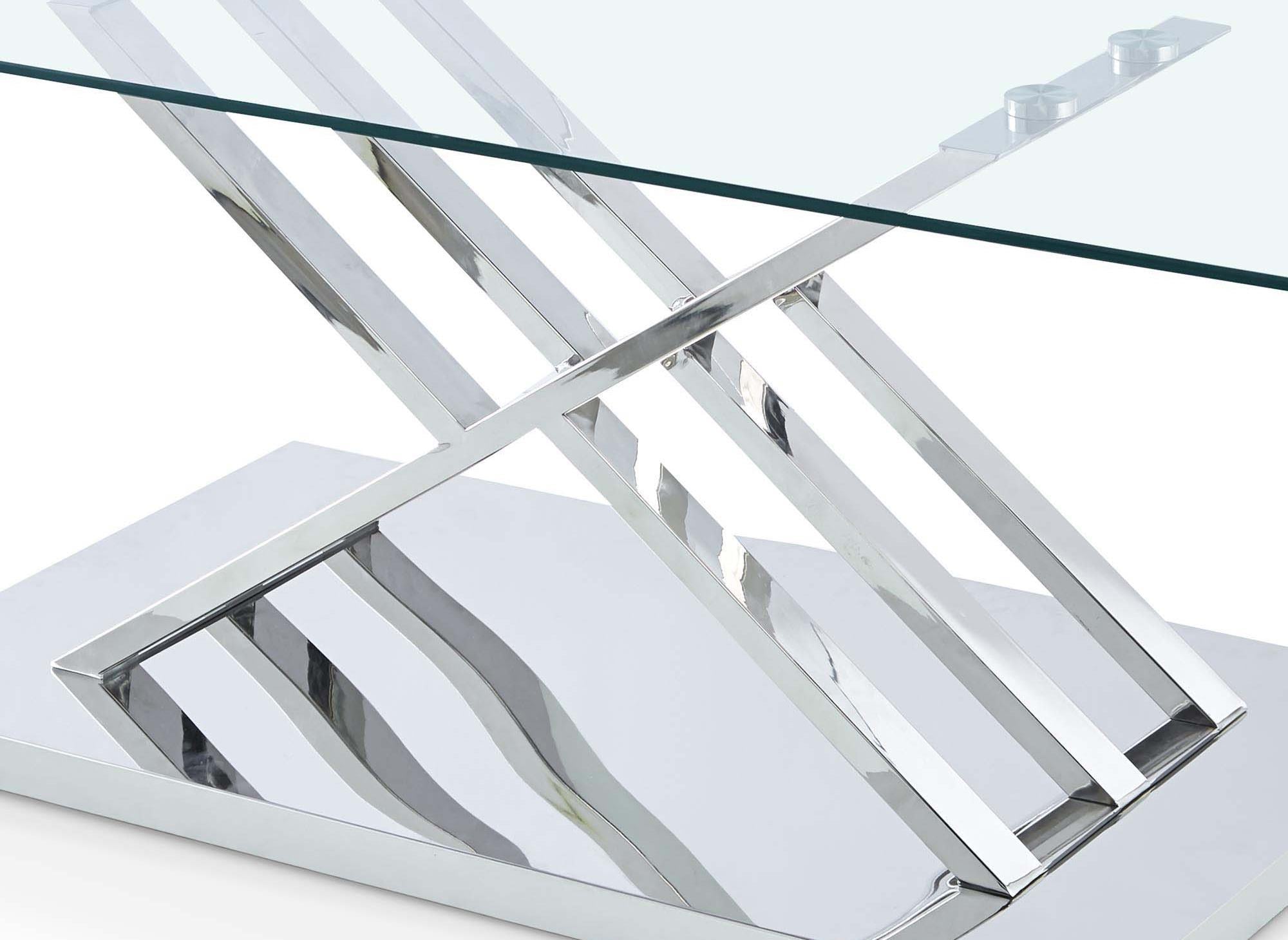 Mesa de centro rectangular de diseño NELLA con patas geométricas plateadas