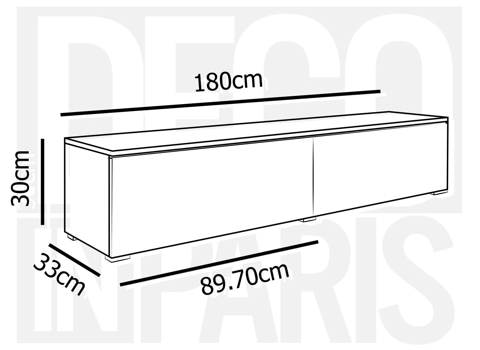 Mueble de TV MALORIE contemporáneo en roble y blanco con iluminación LED y 2 puertas - 180 cm