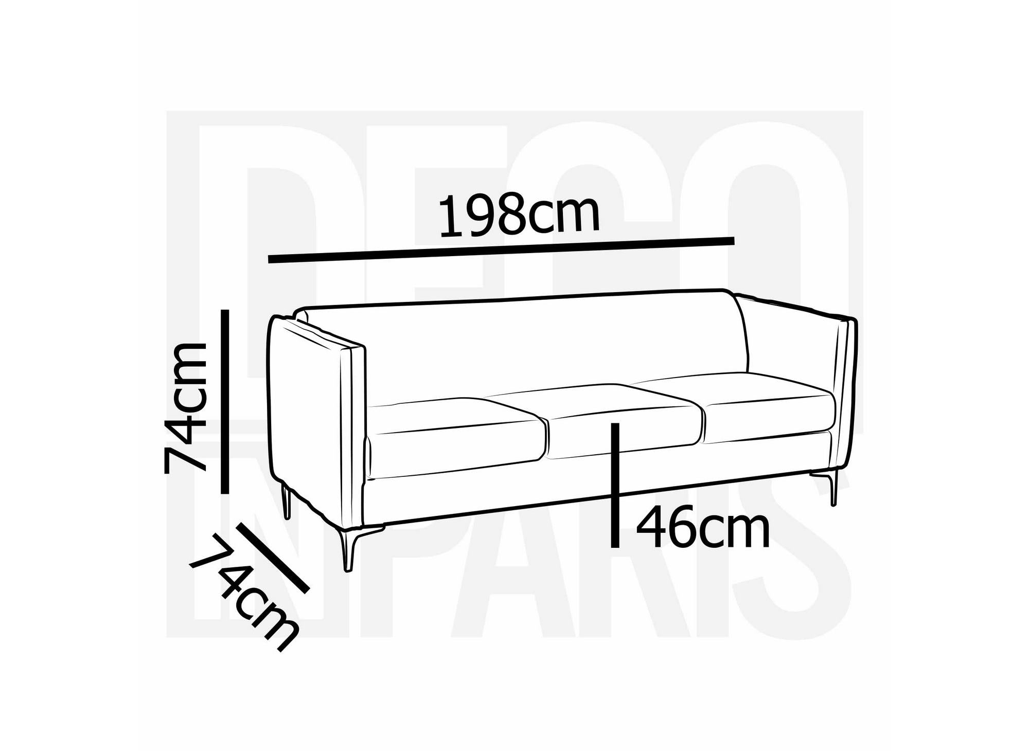 Sofá de 3 plazas CYNTHIA en terciopelo gris