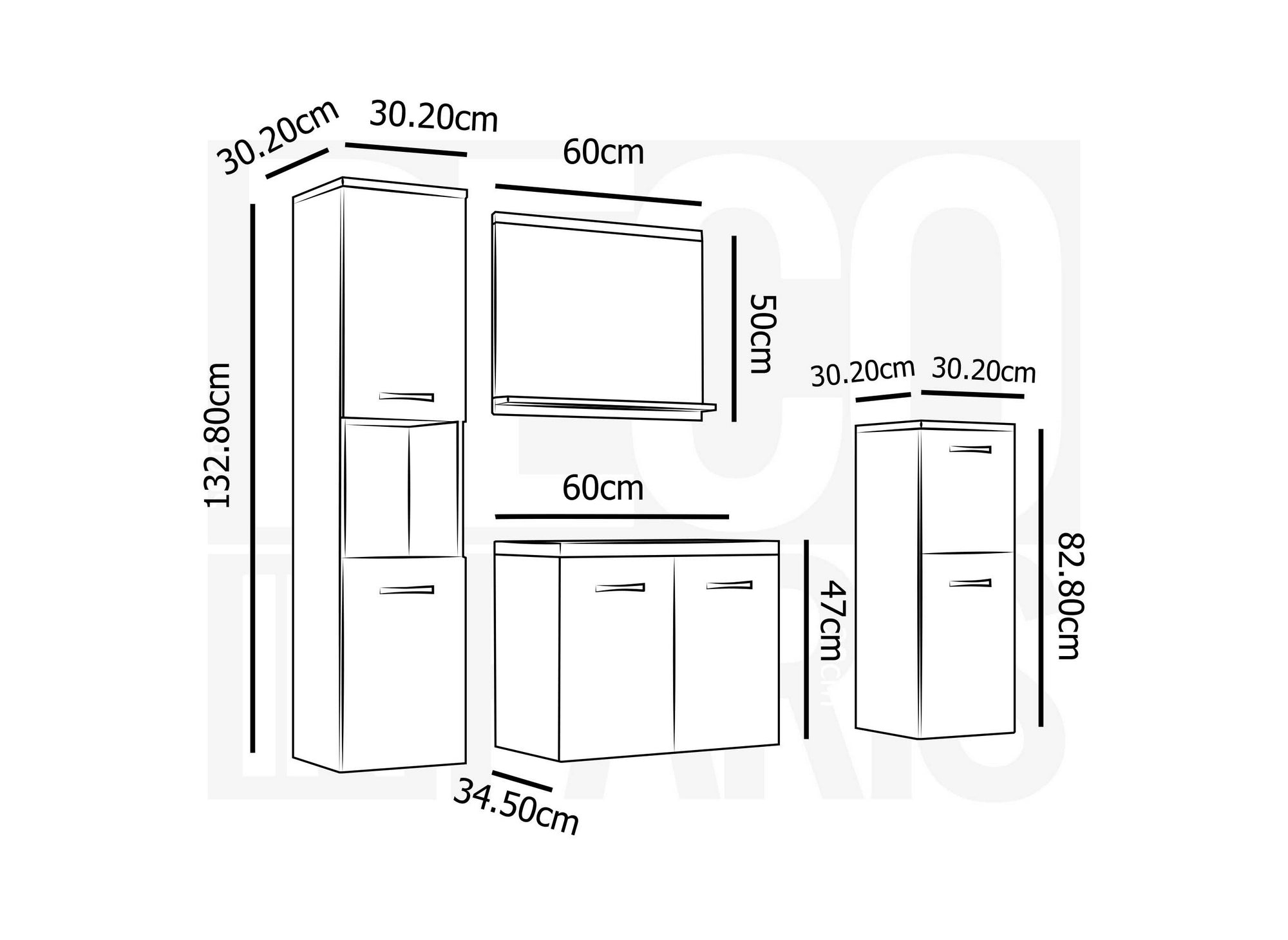 Conjunto de muebles de baño de diseño ALBY para montaje en pared - Madera