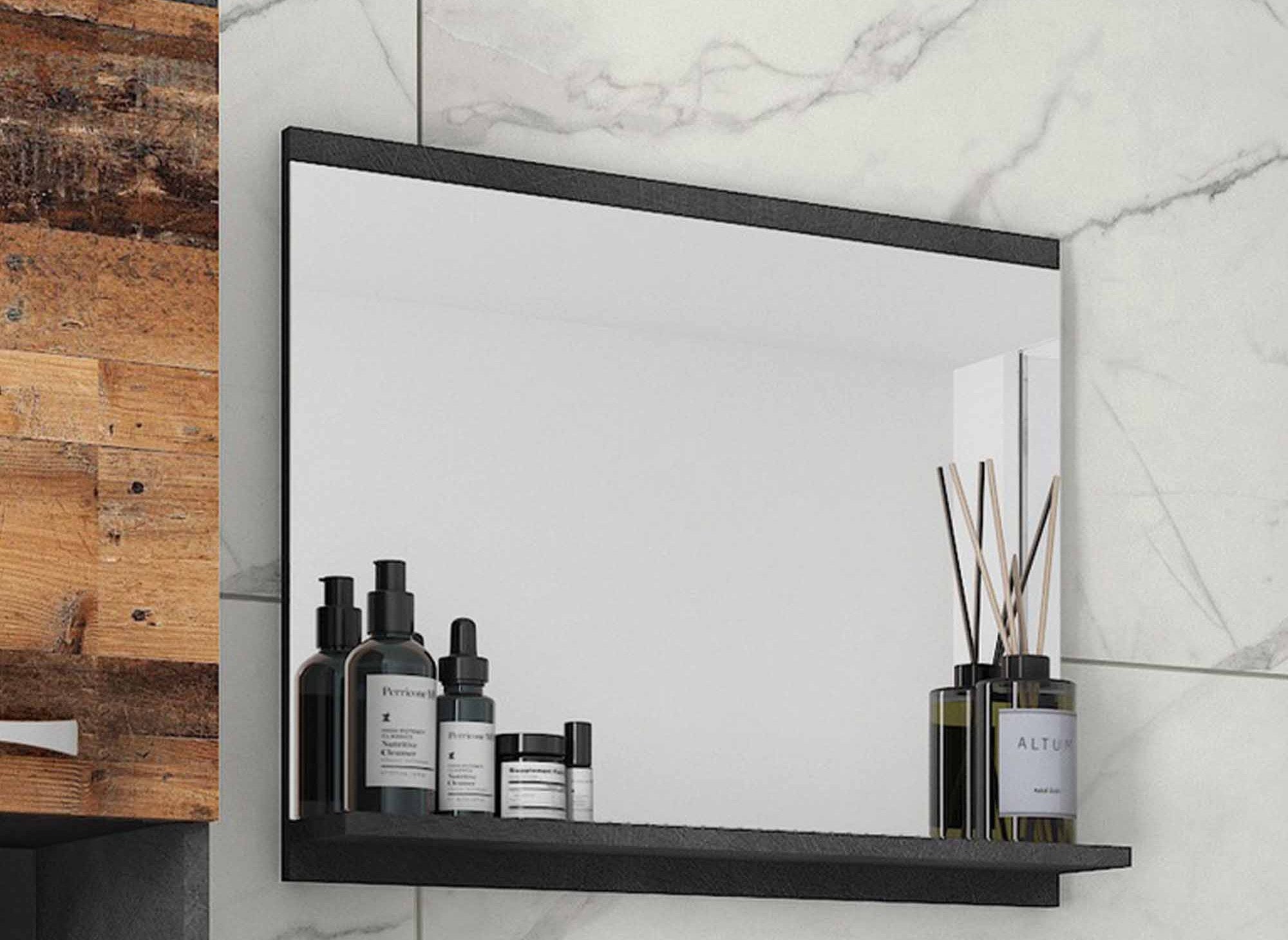 Conjunto de muebles de baño de diseño para montaje en pared HARMONY - Gris oscuro y roble envejecido