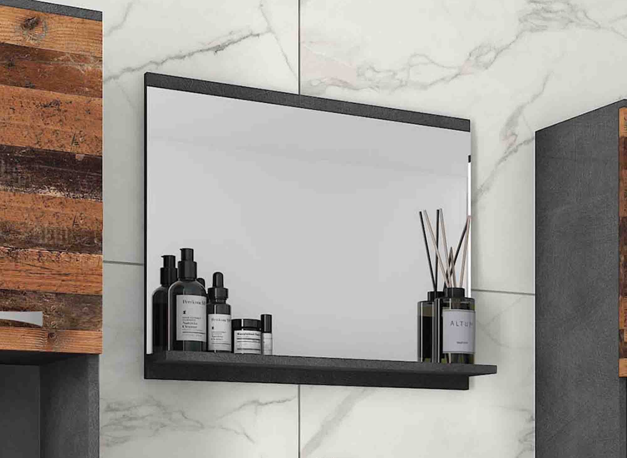 Conjunto de muebles de baño de diseño para montaje en pared HARMONY XL - Gris oscuro y roble envejecido