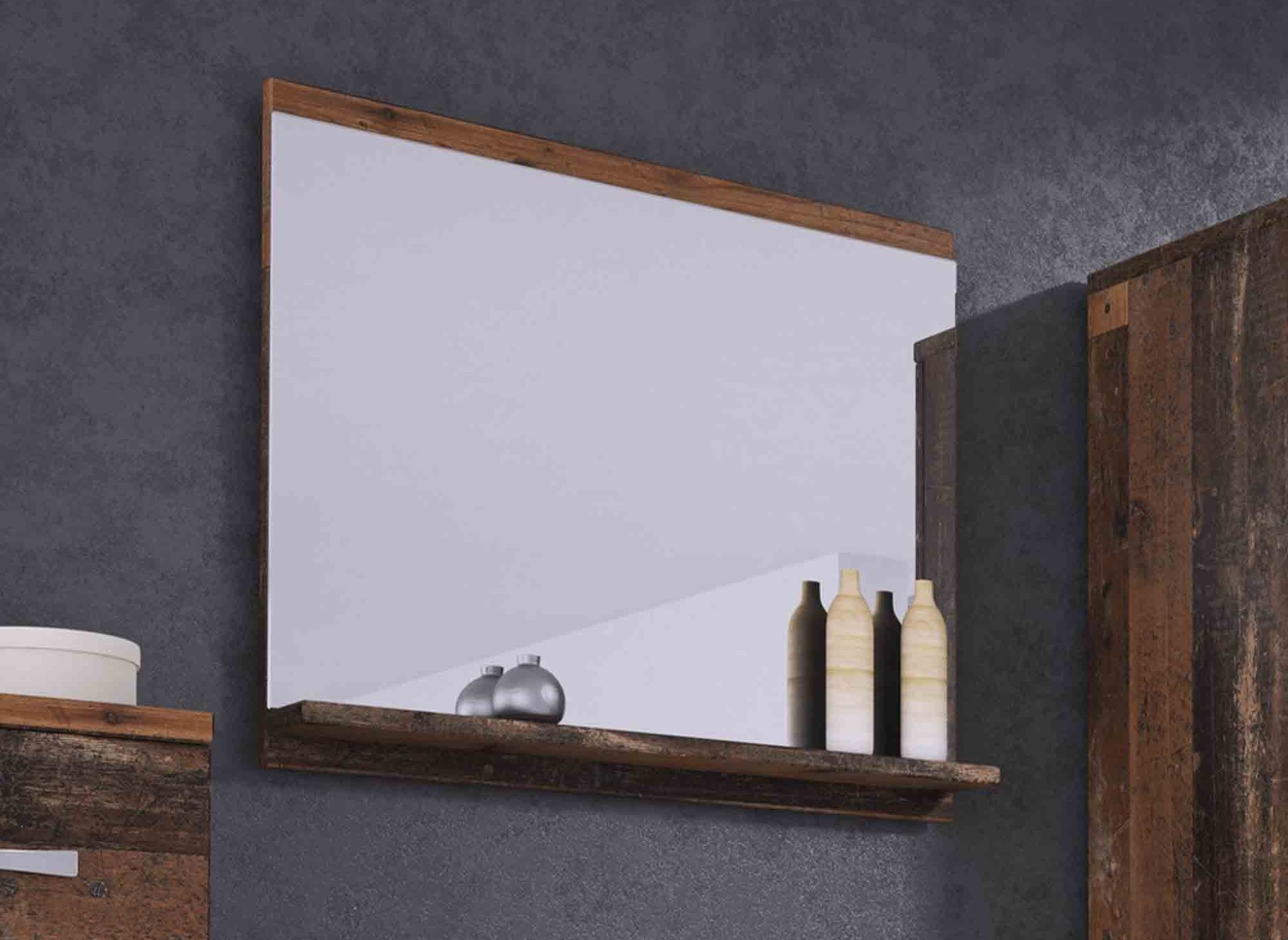 Conjunto de muebles de baño de diseño ALBY para montaje en pared - Efecto madera envejecida