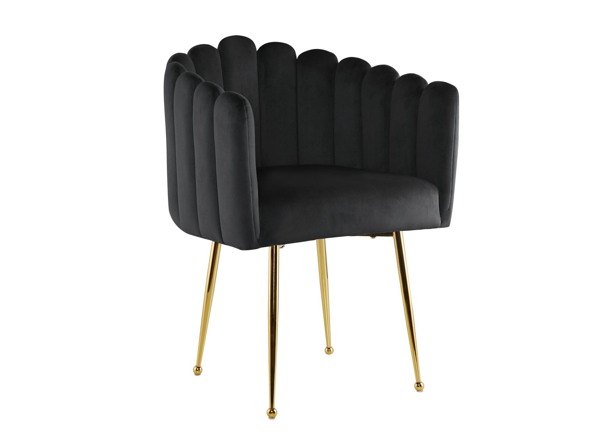 Silla HAYDEN de terciopelo negro con patas de metal dorado