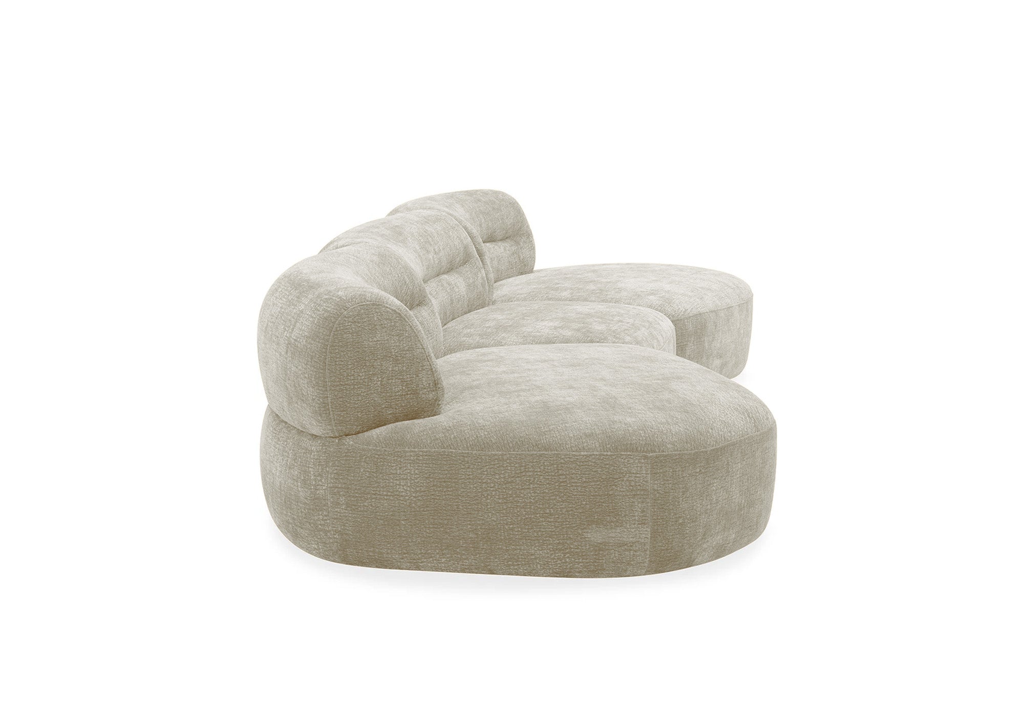 Sofá recto IMENIA de 5 plazas en terciopelo tejido beige