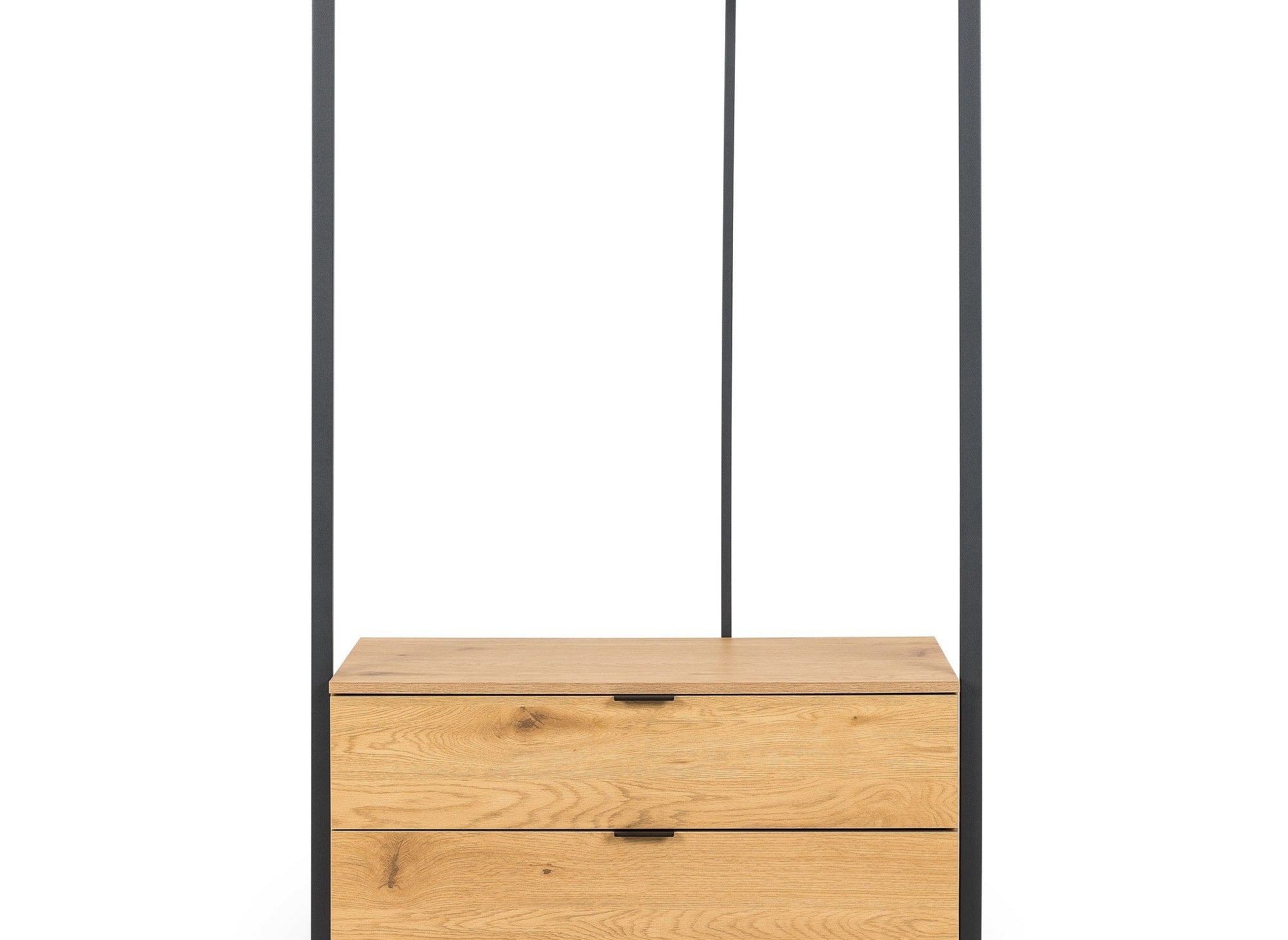 Mueble de entrada GLENN con estante y 2 cajones en madera y metal