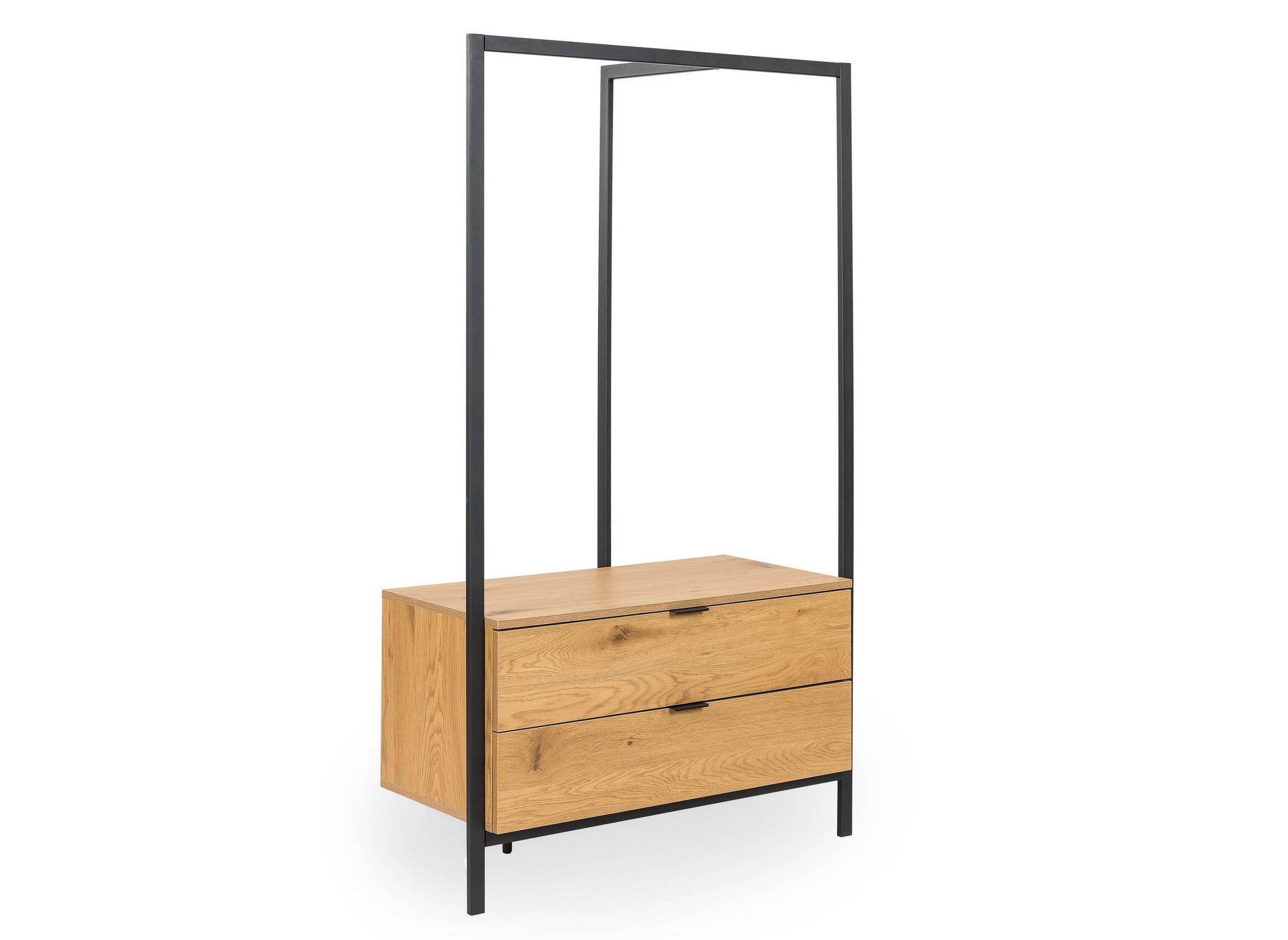 Mueble de entrada GLENN con estante y 2 cajones en madera y metal