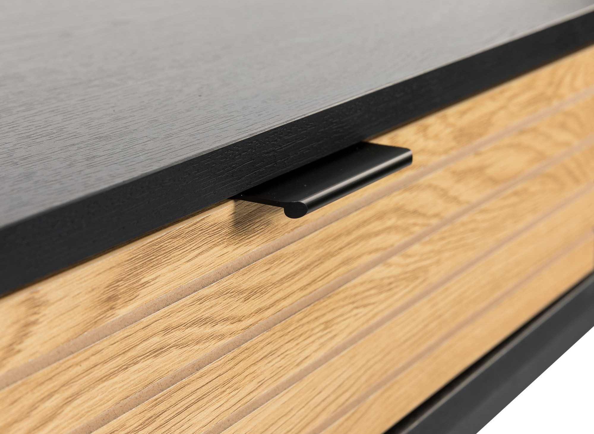 Escritorio TISSIA con 2 cajones en madera clara y metal negro