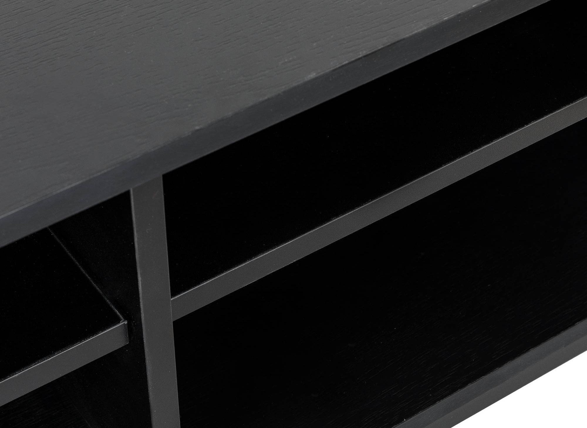 Mueble de TV TISSIA con 2 cajones y 1 puerta, fabricado en madera clara y metal negro.