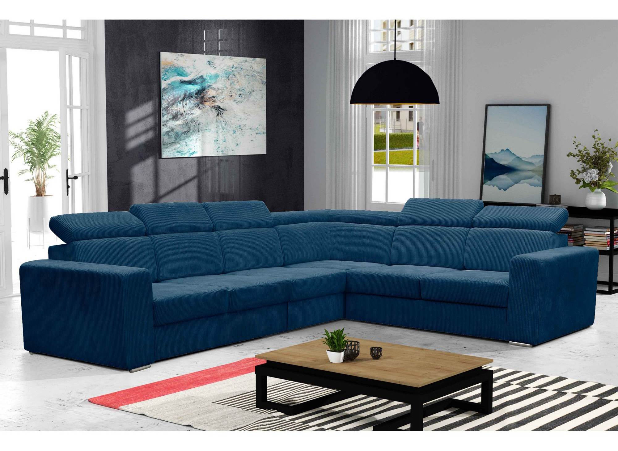 Sofá esquinero convertible y reversible MERYL XL en pana azul